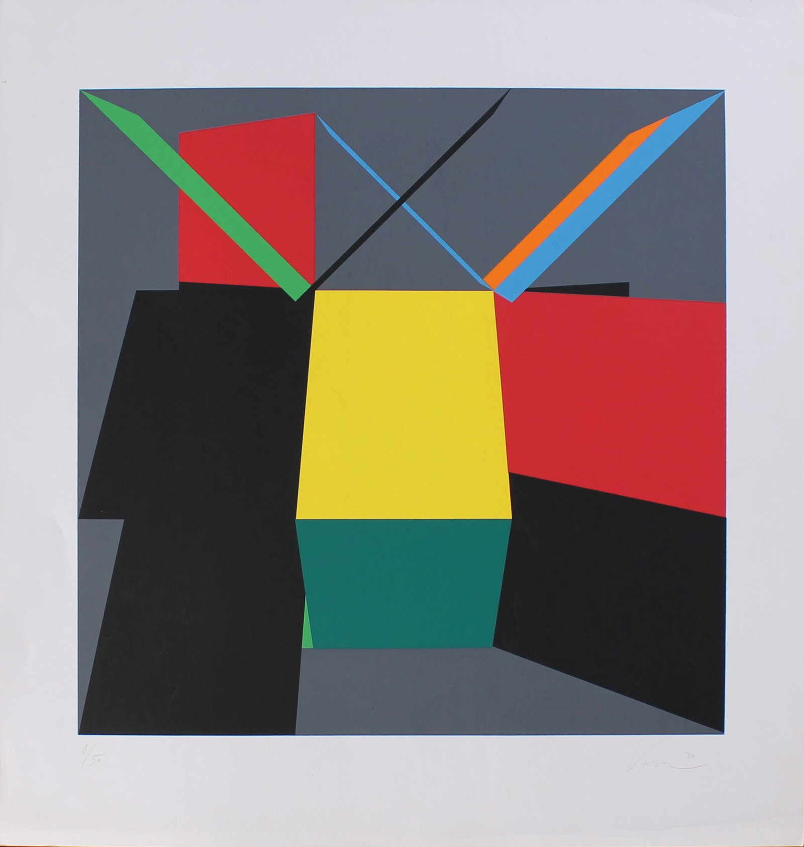 Vintage 1970 Op Art Print Signed Vasa: Vasa Size: 24"H X 22.75"W