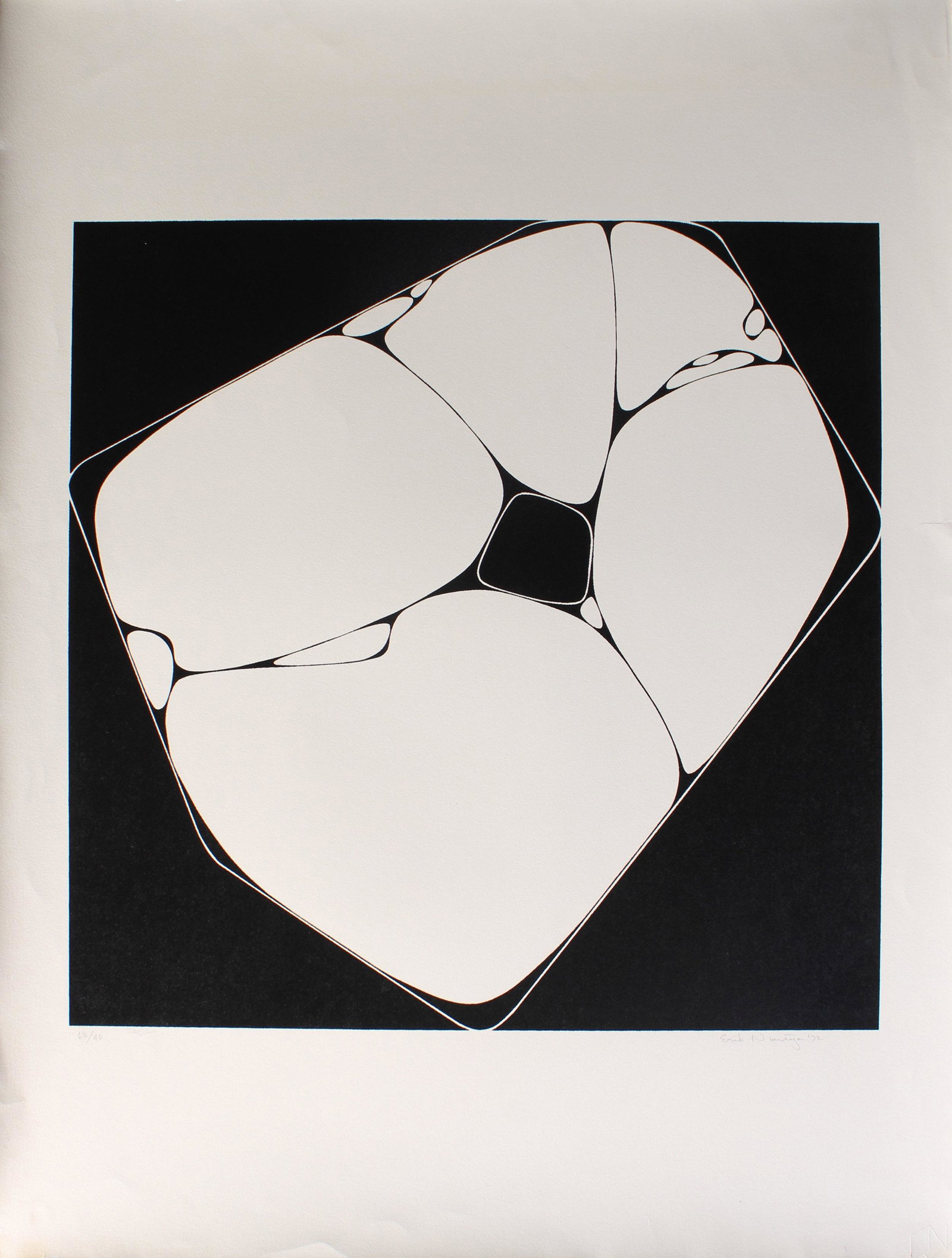 Vintage 1972 Op Art Print, Signed: Pencil signed 63/90 '72. Size: 39.5"H X 30"W