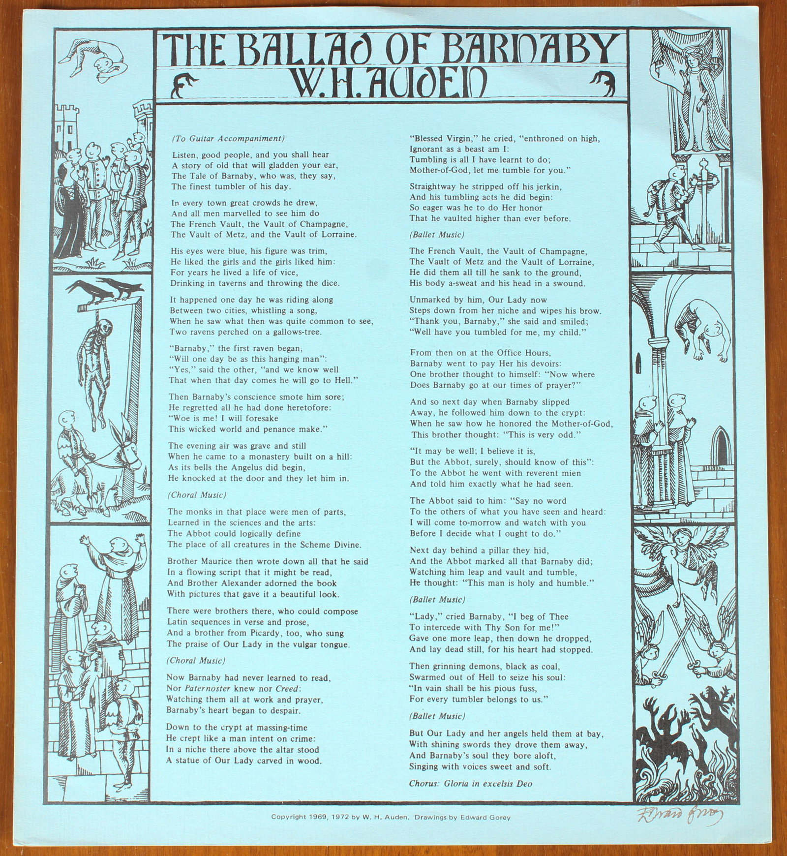 E. Gorey Illustrated and Signed Auden Broadside (1 of 6)