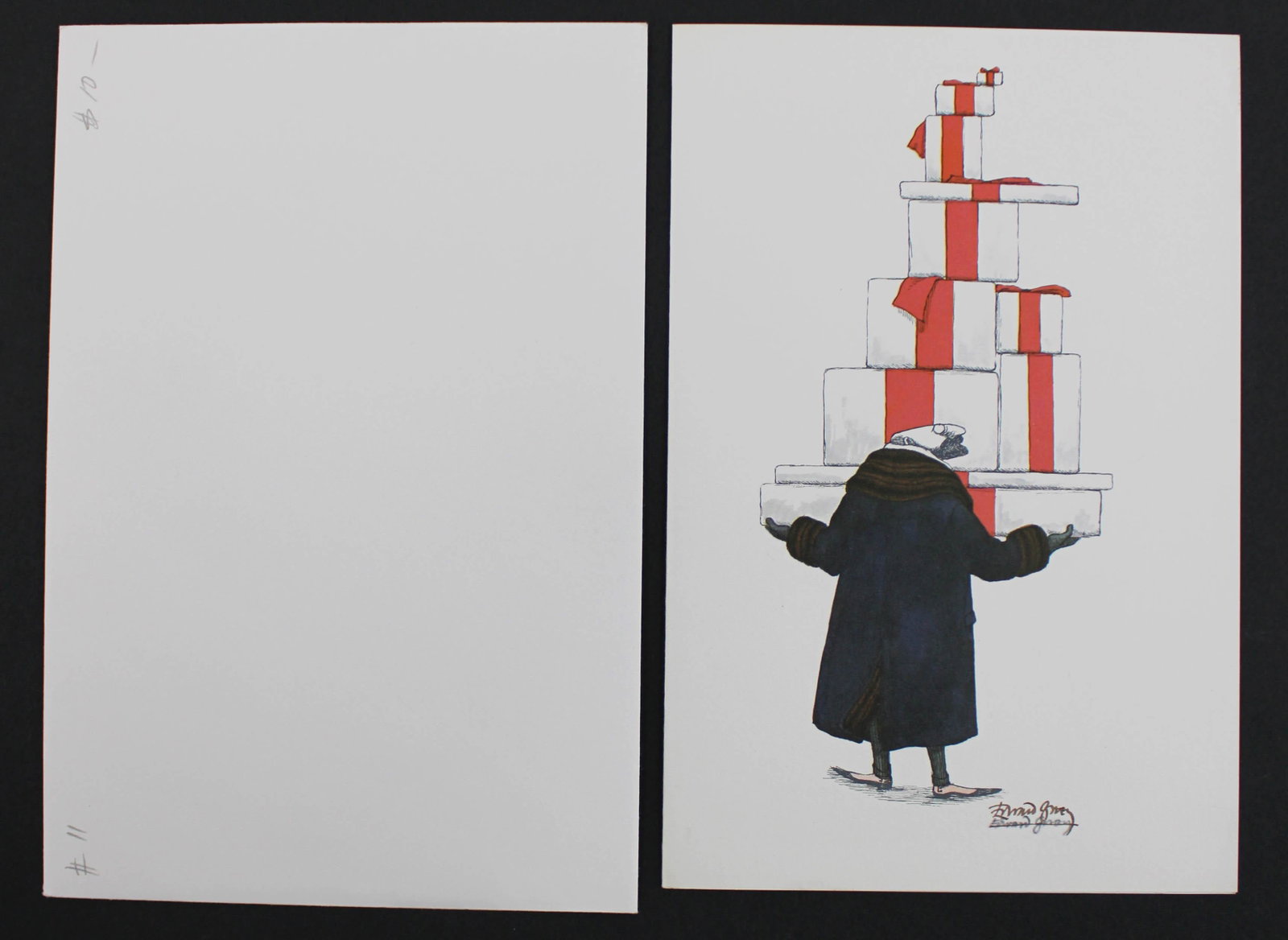 Vintage 1977 Edward Gorey Signed Christmas Card: Vintage 1977 Edward Gorey Signed Christmas Card. Giftbearer. Published by Gotham Book Mart. With envelope. Size: 5.5" x 8" envelope.