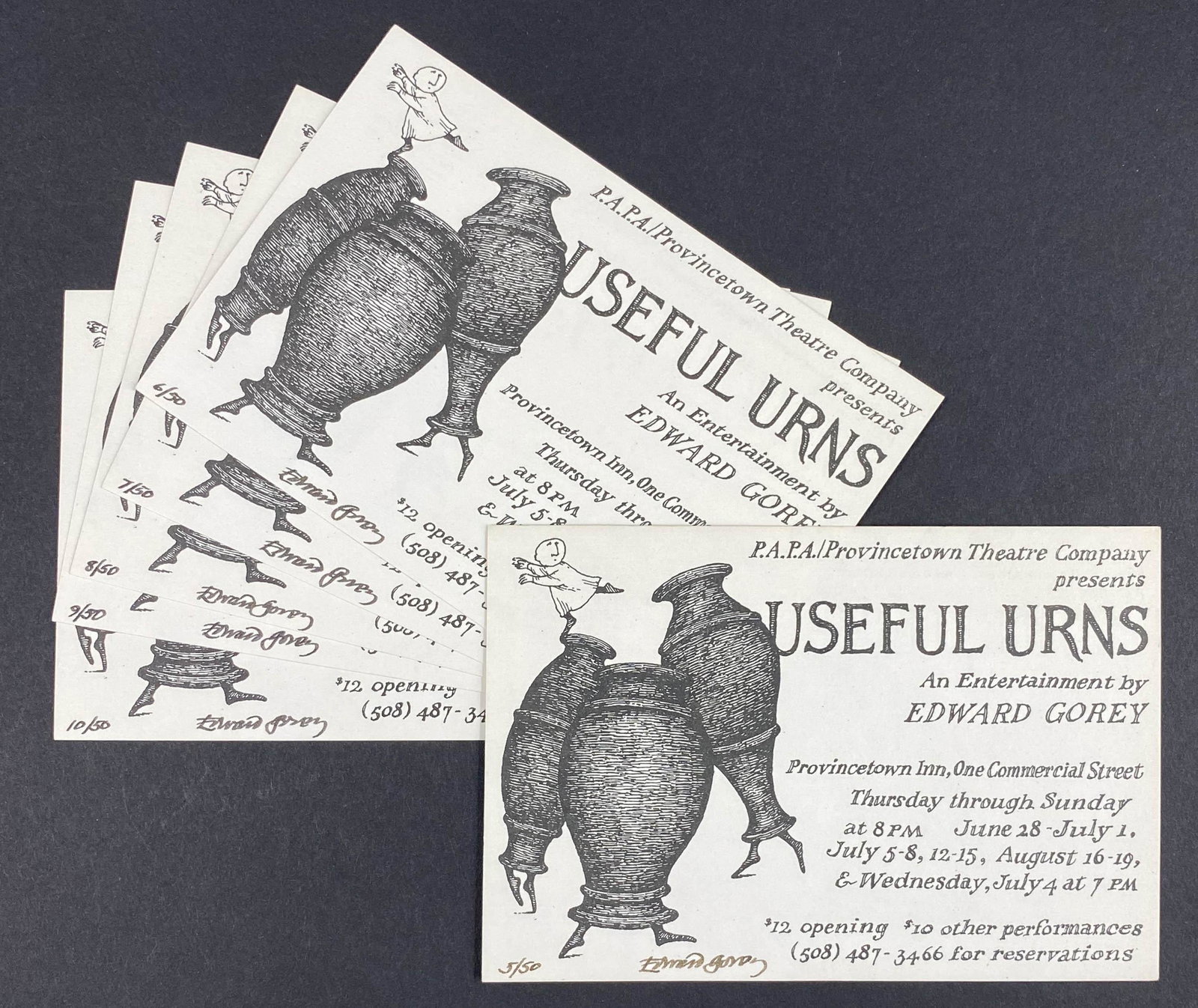 6 Edward Gorey, Useful Urns, Signed Postcards (1 of 3)