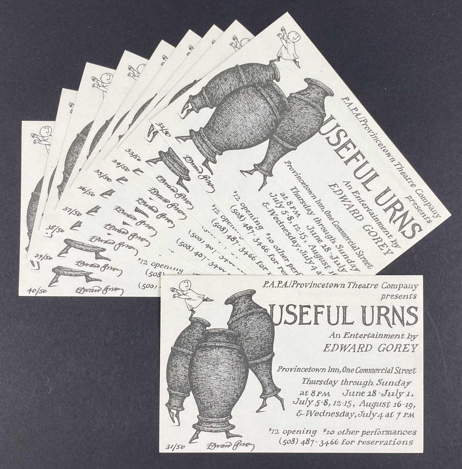 10 Edward Gorey, Useful Urns, Signed Postcards (1 of 4)