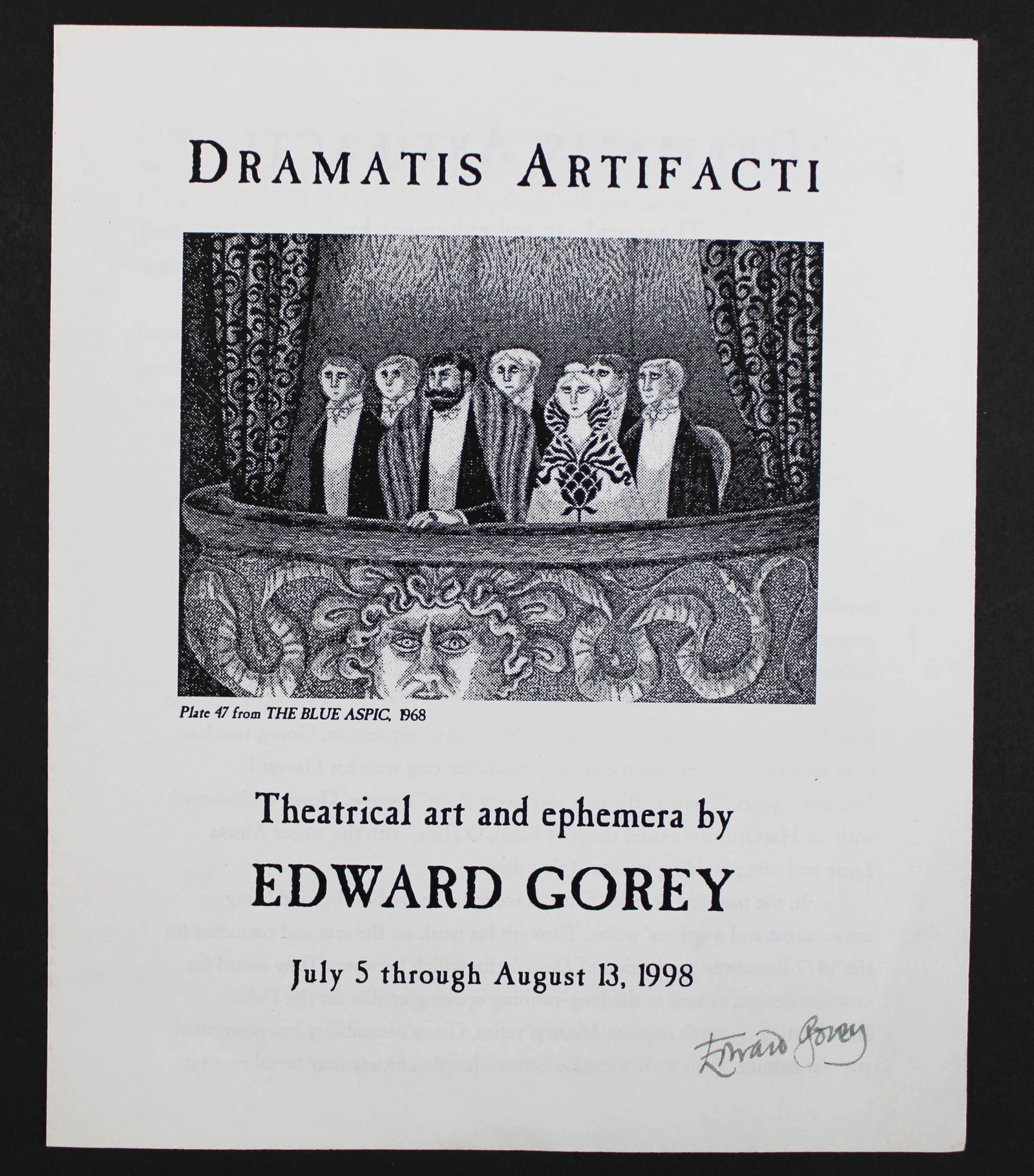 Signed Dramatis Artifacti 1998 Exhibition Program (1 of 6)