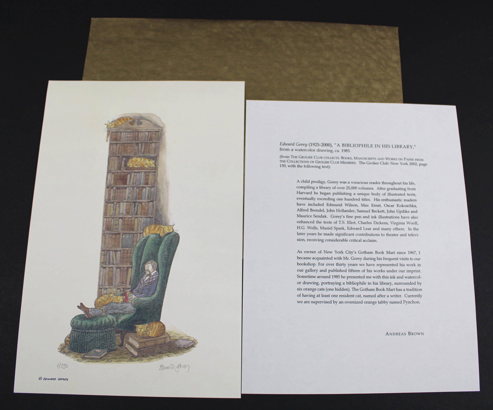 A Bibliophile in His Library, Edward Gorey, Signed (1 of 8)