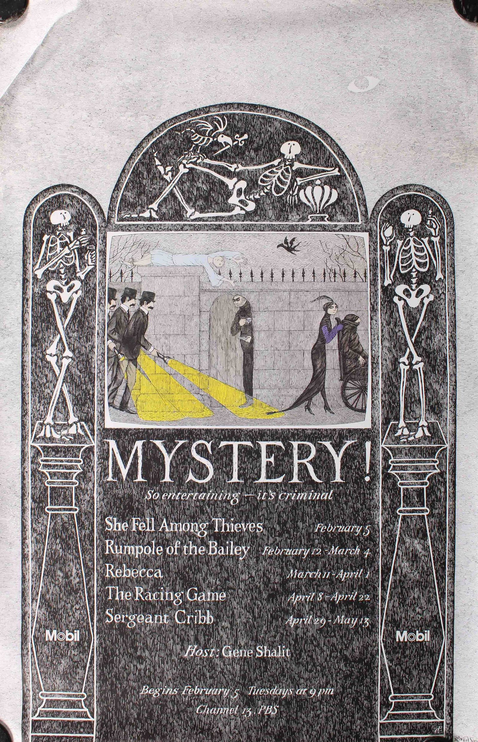 Edward Gorey Signed, PBS Mobil Mystery! Poster (1 of 4)