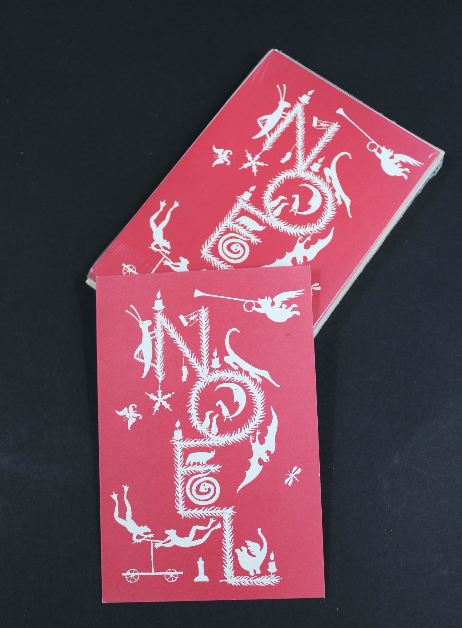Edward Gorey Fundraiser Christmas Cards, 1 signed: Edward Gorey, Signed Fundraiser Christmas Cards. To benefit the human services agencies on Cape Cod. Christmas, 1990. One signed card with pack of 12 cards with envelopes. Size: 4" x 6" envelope.