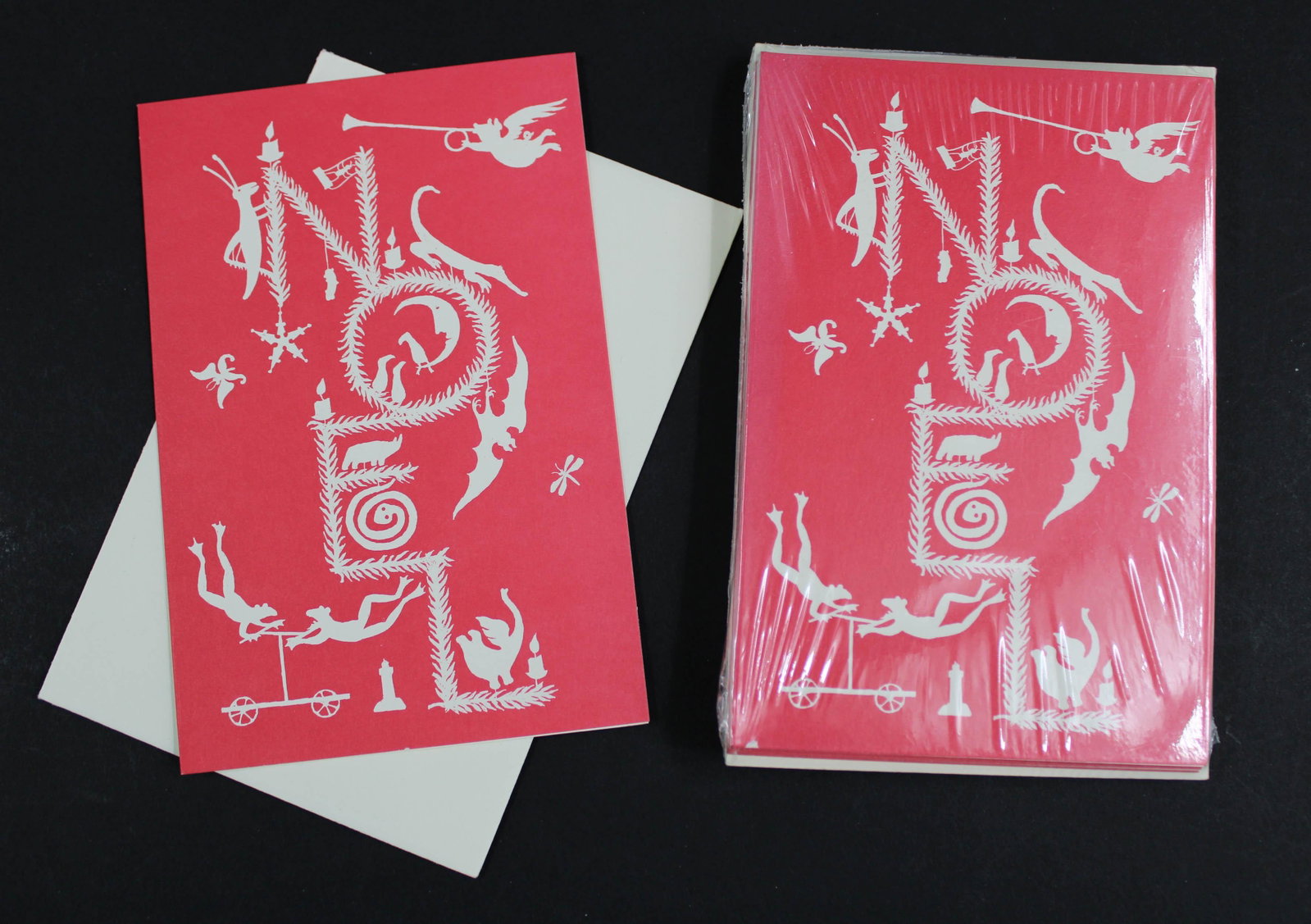 Edward Gorey Fundraiser Christmas Cards, 1 signed: Edward Gorey, Signed Fundraiser Christmas Cards. To benefit the human services agencies on Cape Cod. Christmas, 1990. One signed card with pack of 12 cards with envelopes. Size: 4" x 6" envelope.