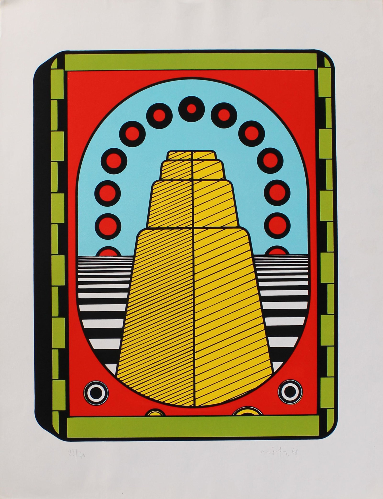 Werner Nofer, Yellow Pyramid, Signed and Numbered: Werner Nofer, Yellow Pyramid, Signed and Numbered. Size: 25.5"H X 19.75"W