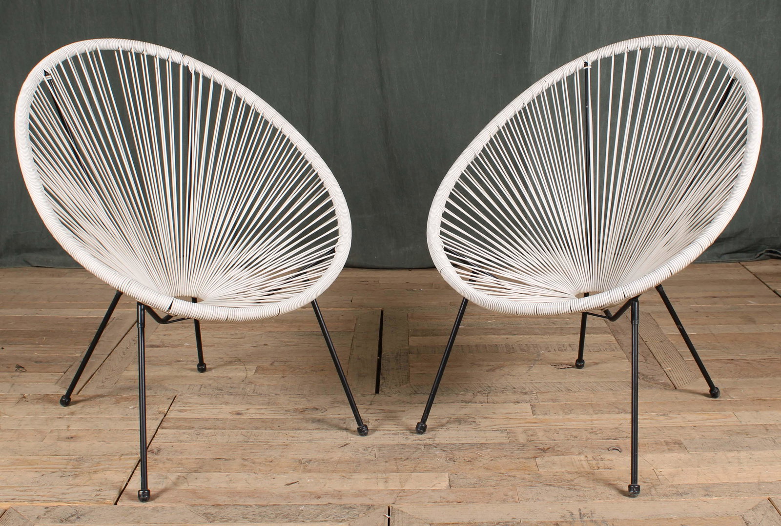 Pair MCM Style String Chairs (1 of 4)