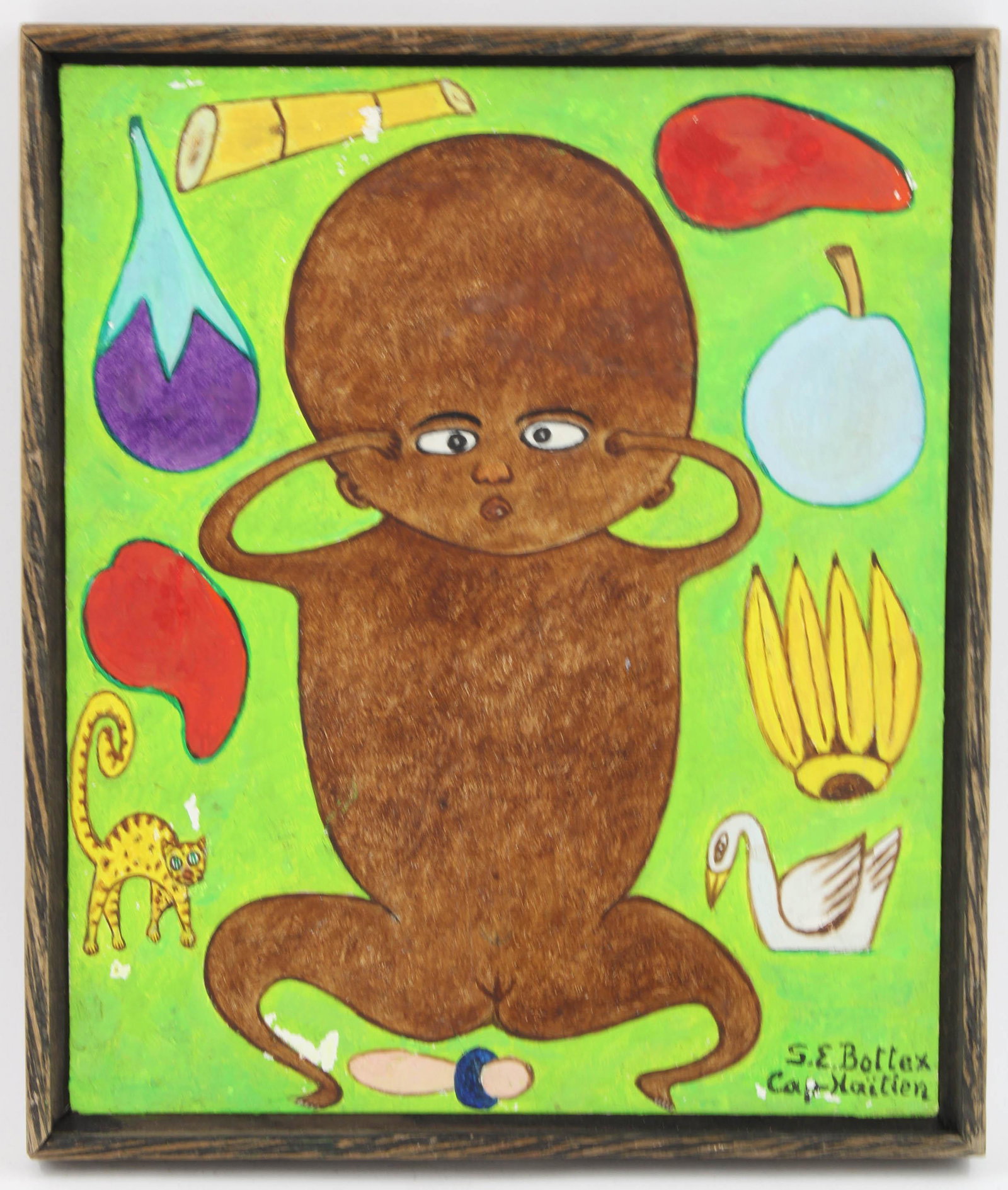 SE Bottex, Haitian Allegory Painting: SE Bottex, Haitian Allegory Painting. Size: 13"H x 11"W