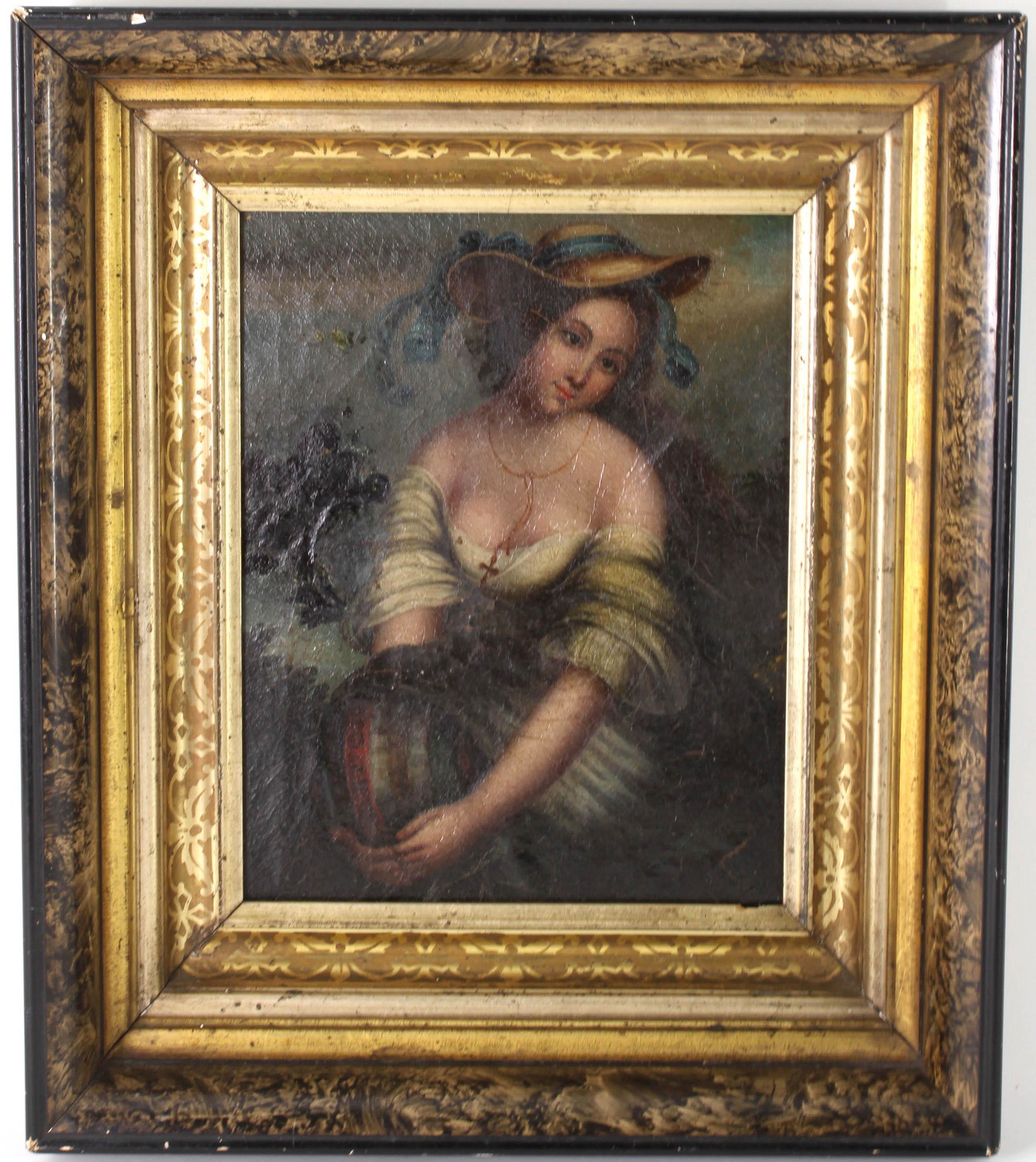 Antique Continental Pilgrimage Portrait: Antique Continental Pilgrimage Portrait. OOB. Size: 15"H x 12.5" W x 3"D