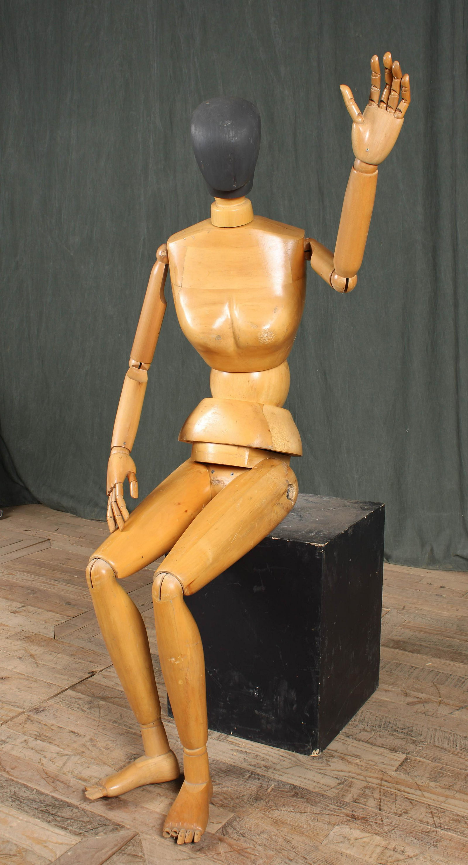 Life Sized Articulated Artist's Lay Mannequin: Vintage Articulated Artist's Lay Mannequin. Size: 70" H x 20.5" W x 18" D