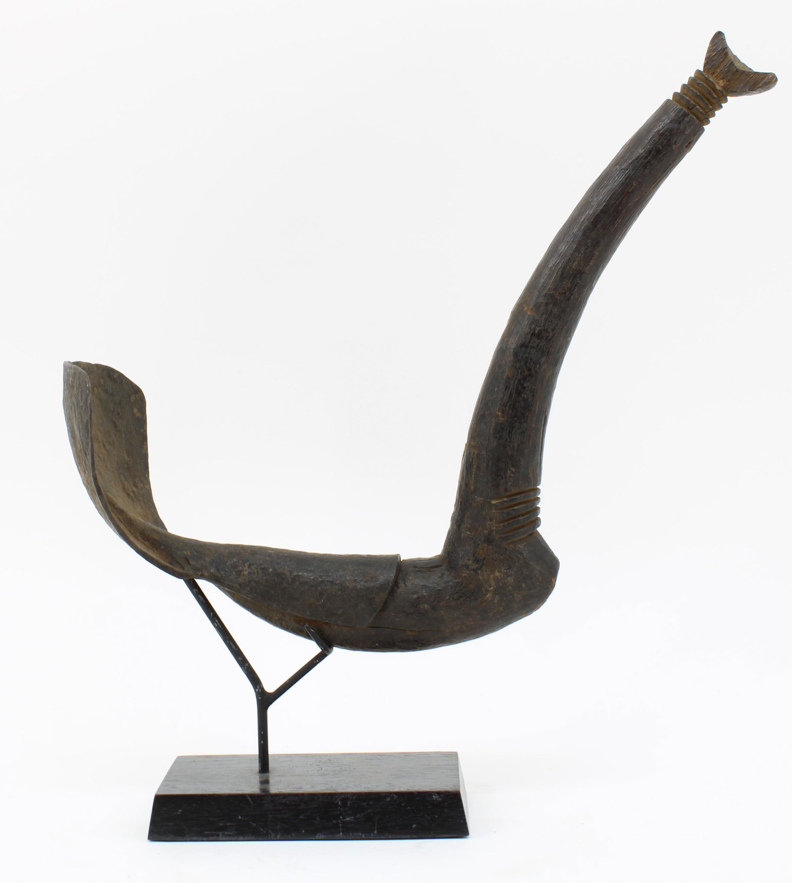 Dogon People, Hoe Form Effigy Staff, Mali: Dogon People, Hoe Form Effigy Staff, Mali. Size: 14.5"T x 11"W x 5.25"D