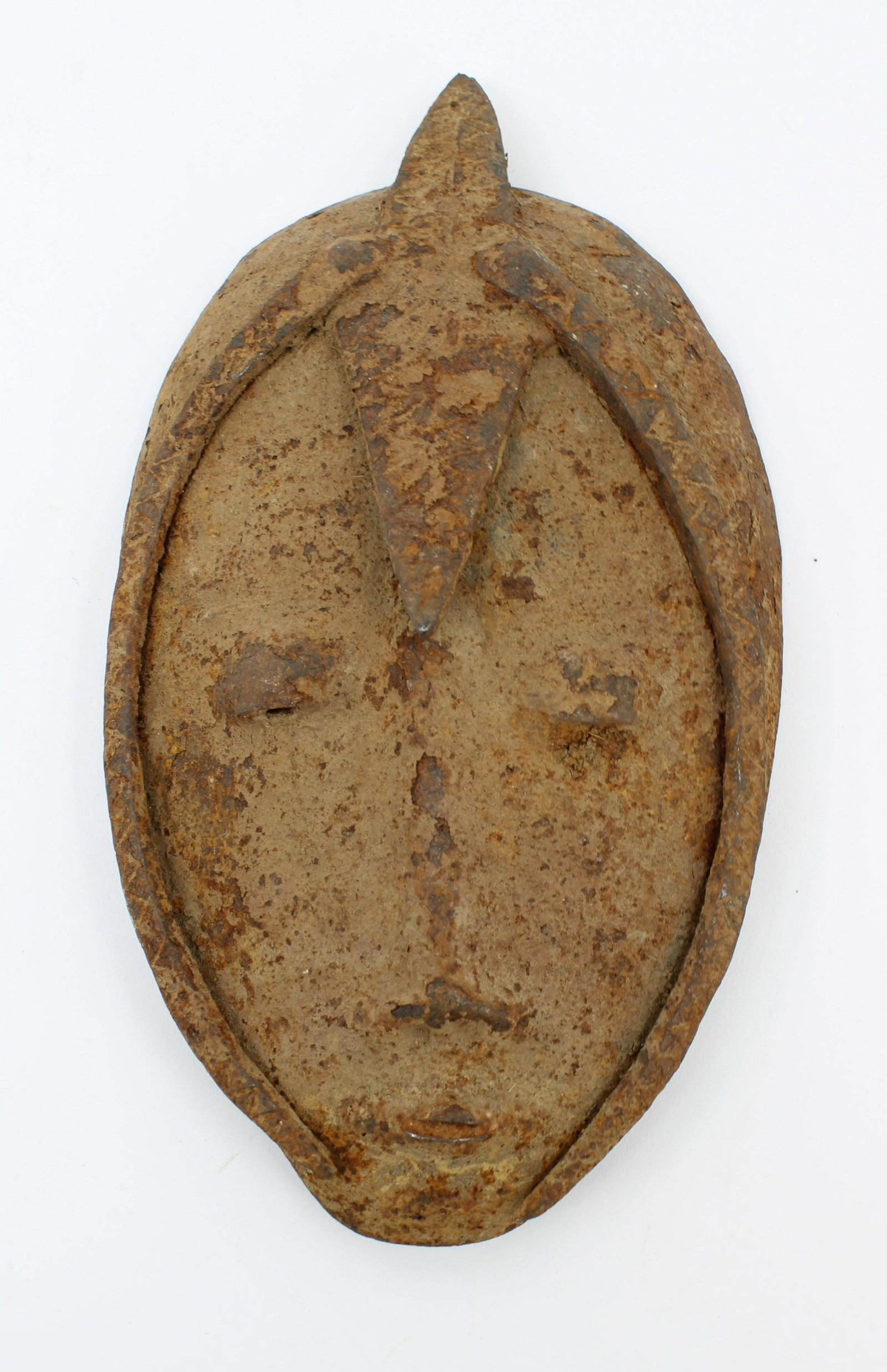Bambara People, Iron Mask, Mali: Bambara People, Iron Mask, Mali, Africa. Size: 9"T x 5"W x 1.5"D