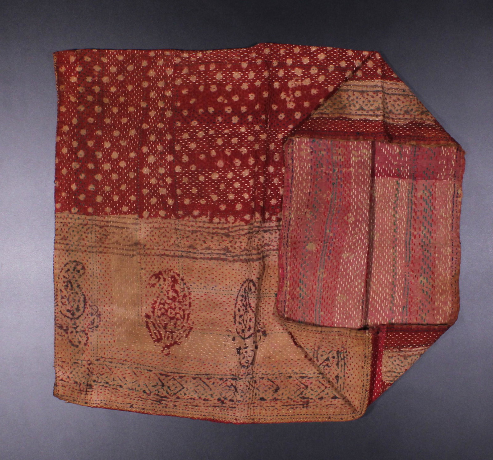 Indian Rajastan Kantha Quilt Satchel: Indian Rajastan Kantha Quilt Satchel. Size: approximately 23"L x 20.5"W