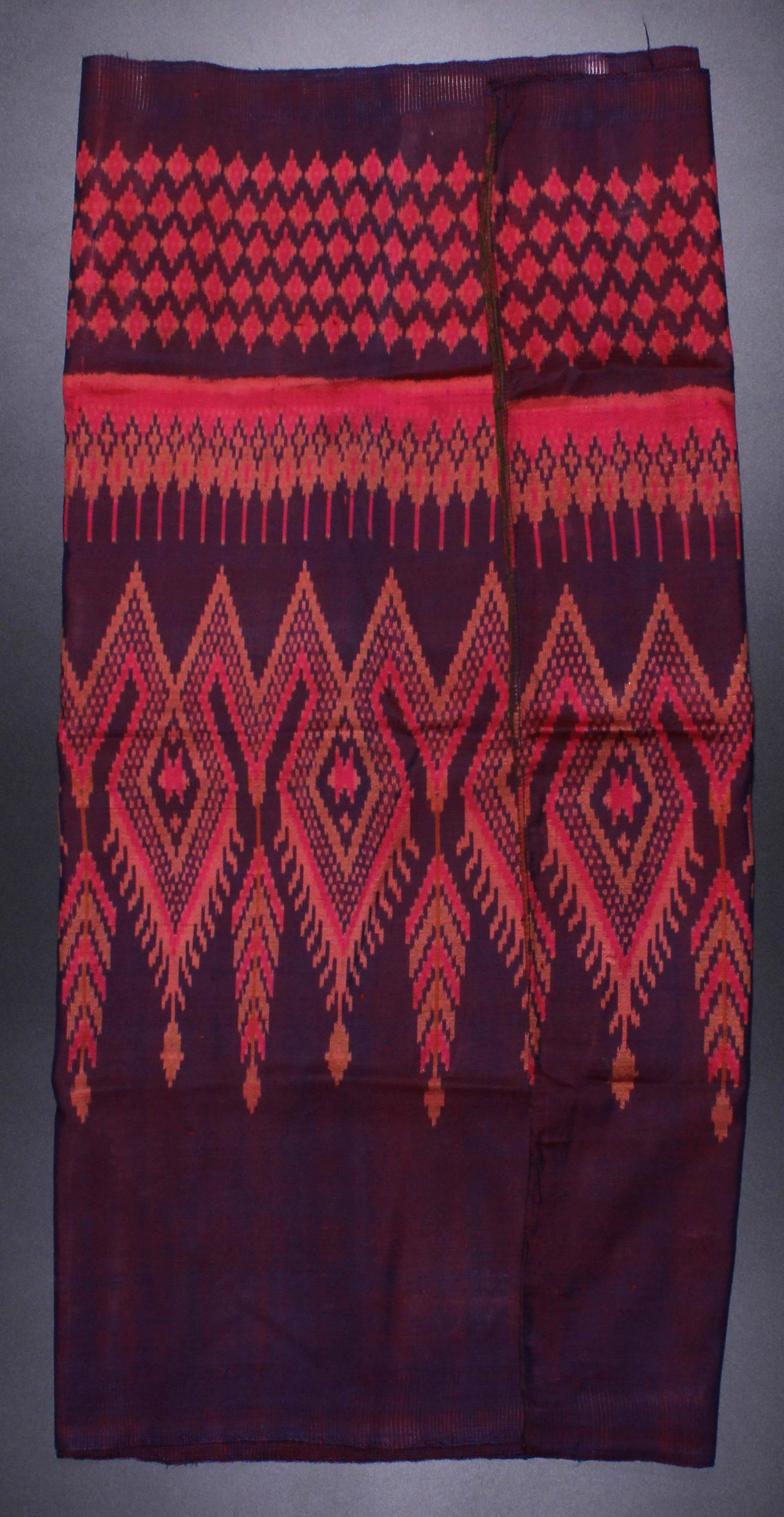 Cambodia, Silk Sarong, Sampot: Cambodia, Silk Sarong, Sampot. Size: approximately 40"L x 35"W