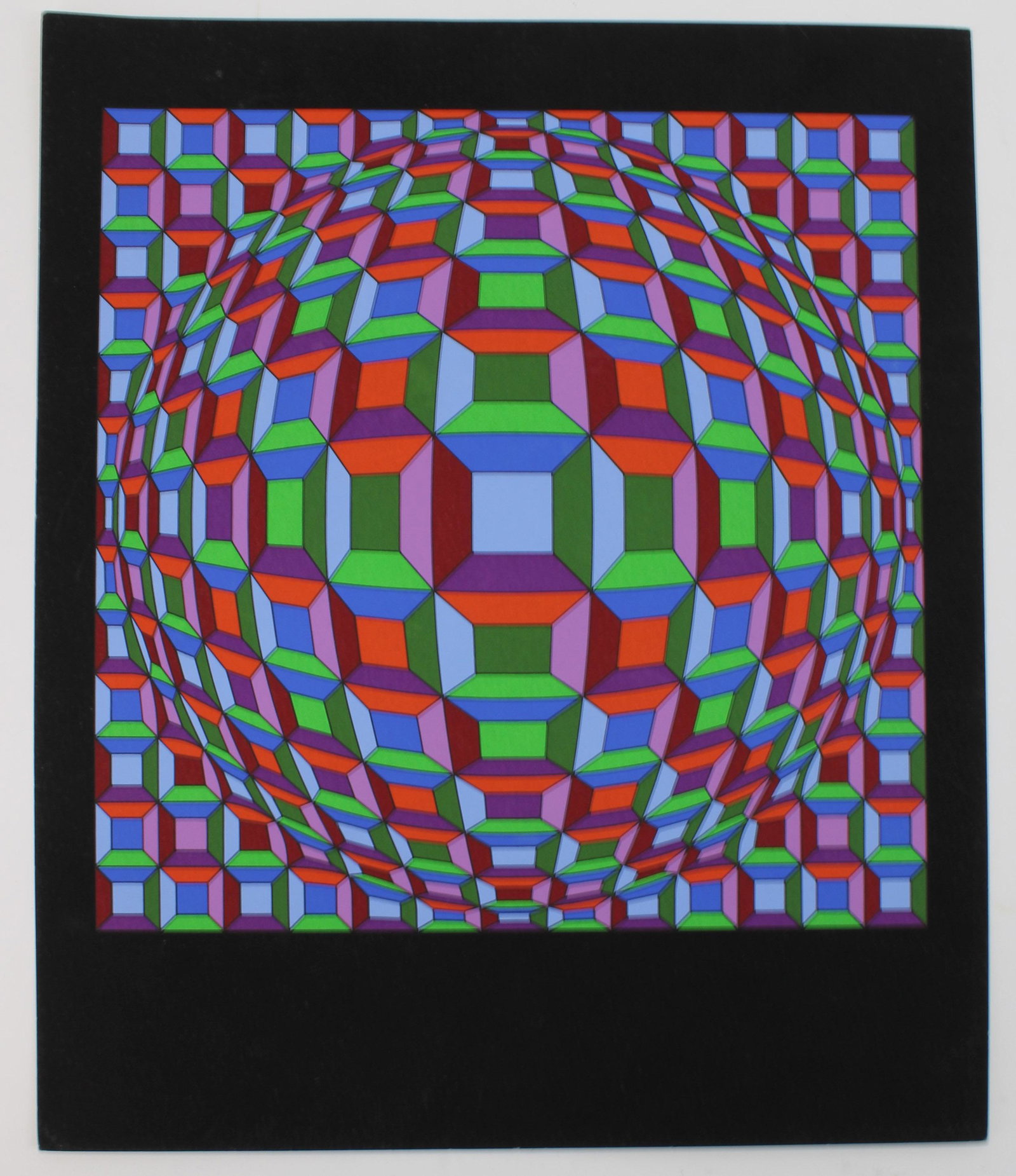 Vasarely, Op Art Print, Stamped Specimen: Vasarely, Op Art Print, Stamped Specimen. Size: 14"T x 11.75"W