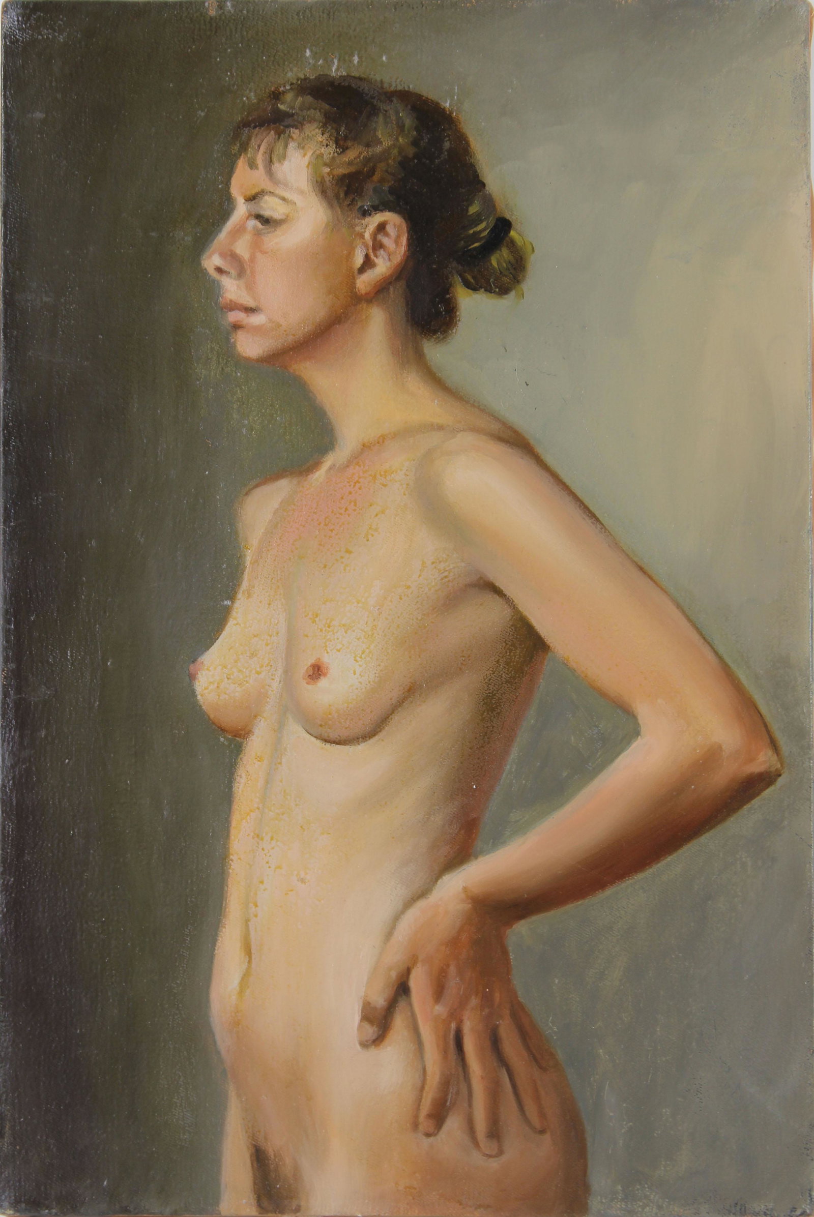 Academic Figural Nude Painting: Academic Figural Nude Painting. OOC. Size: 18"T x 12"W