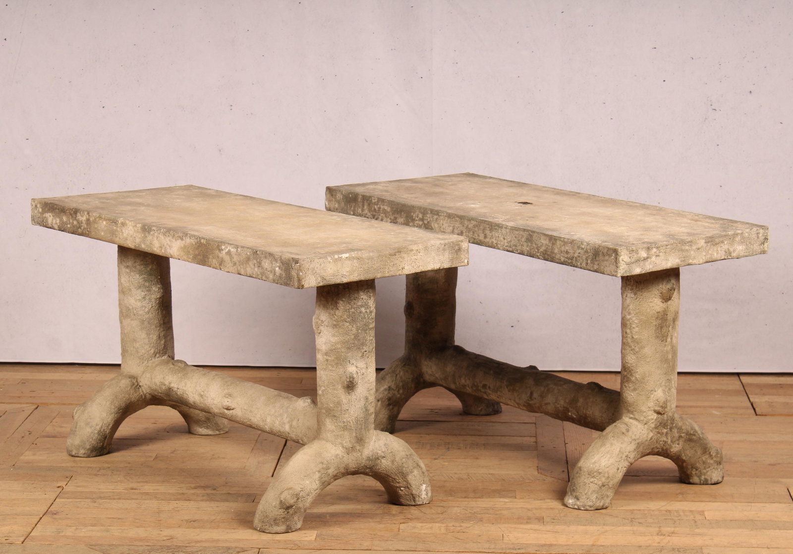 Pair of Faux Bois Cast Console Tables (1 of 7)