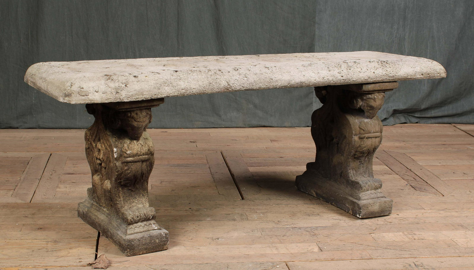 Cast Stone Rams Head Motif Garden Bench (1 of 5)