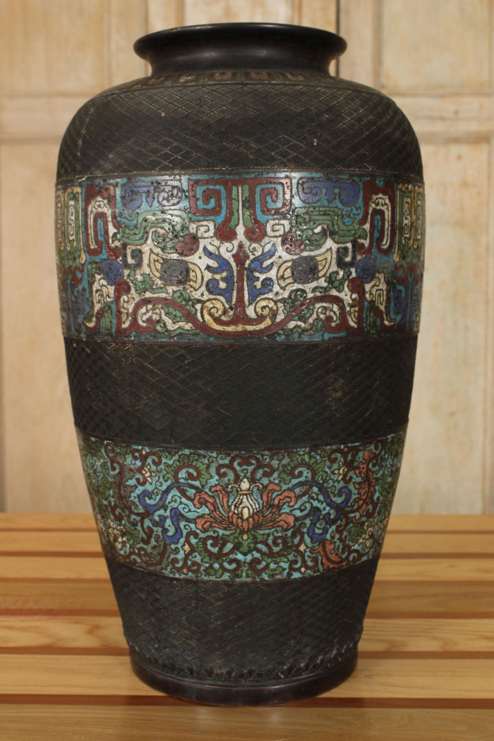 Large Cloisonne Vase Lamp Body (1 of 5)