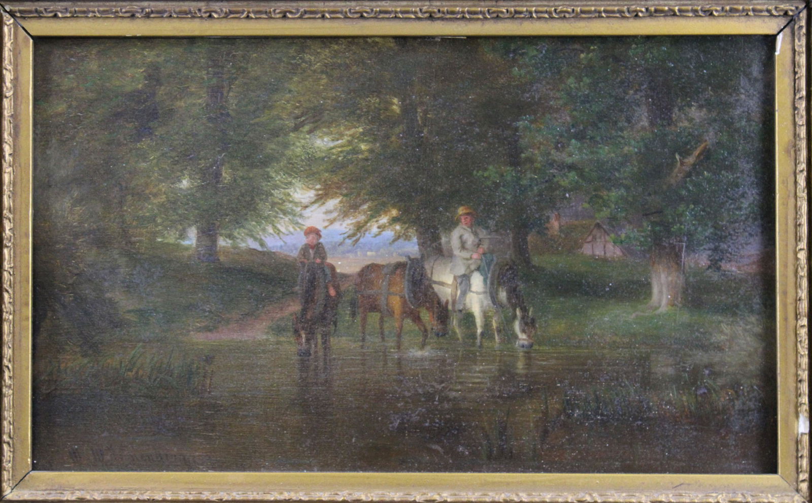 Antique Continental Pastoral Painting (1 of 6)