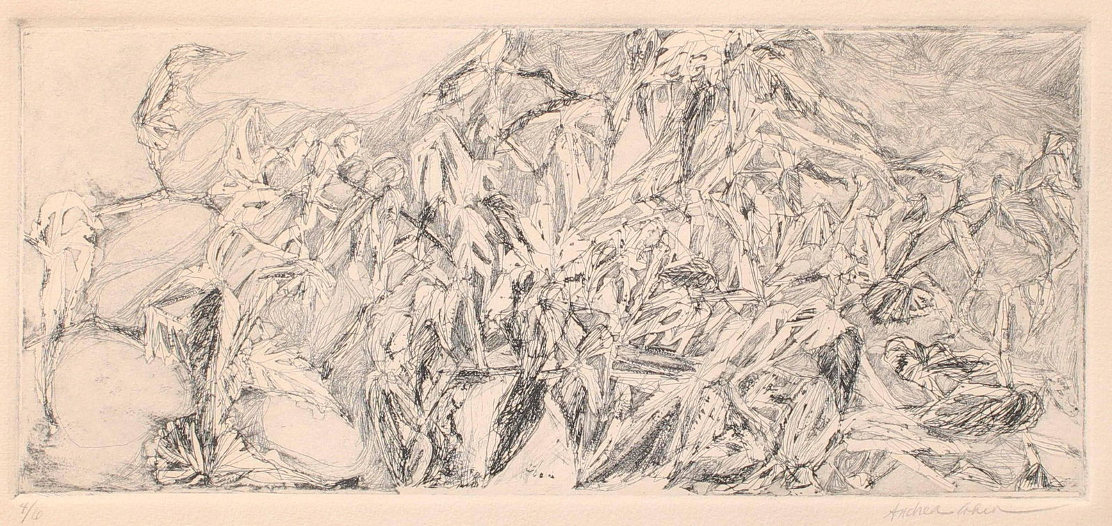 Dynamism Dry Point Etching- Unknown Artist, Signed (1 of 4)