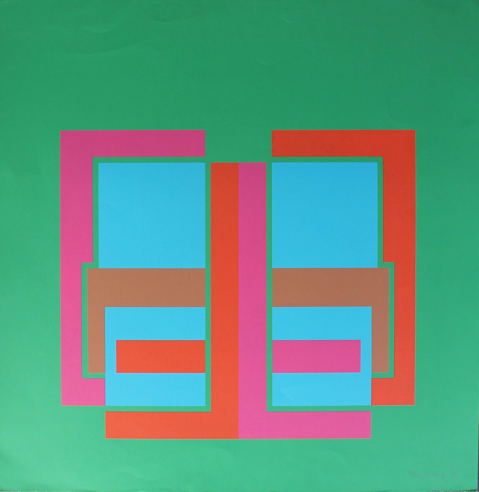 Vintage 1970 Op Art Print, Signed: Pencil Signed 79/95 Dewy(?) '70. Size: 28.5"H X 28.5"W