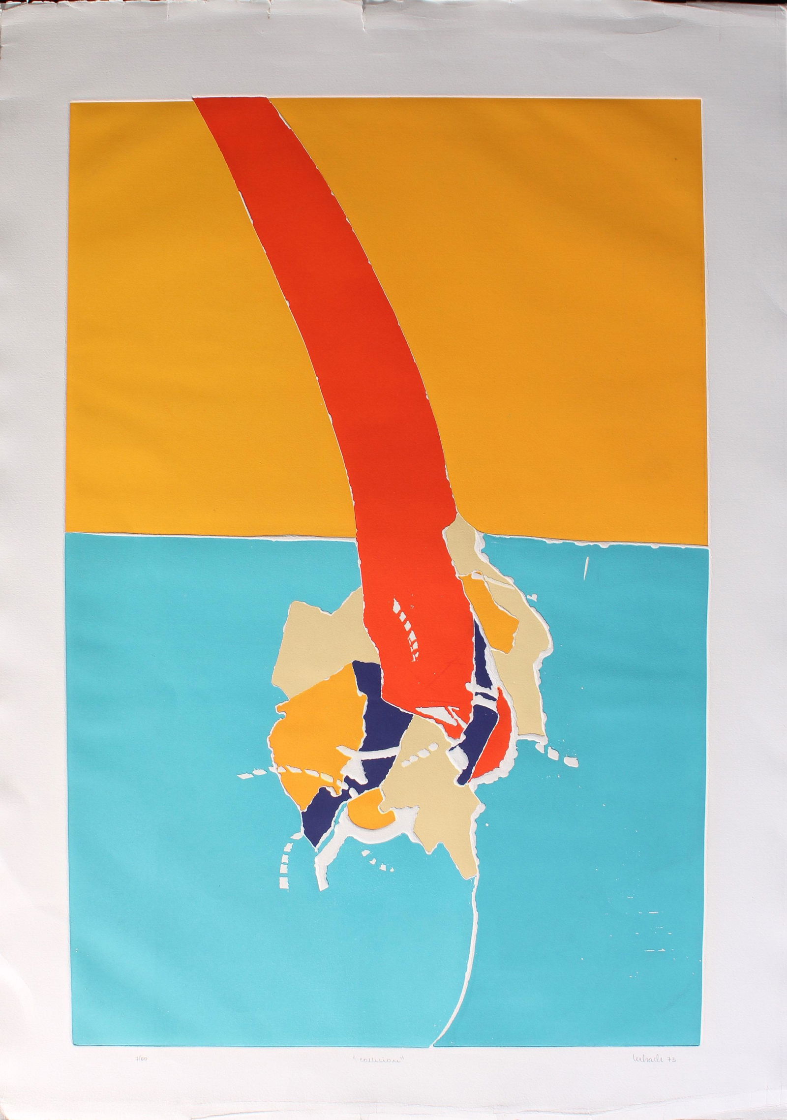 Vintage Abstract Modernism Intaglio Print, Signed (1 of 3)