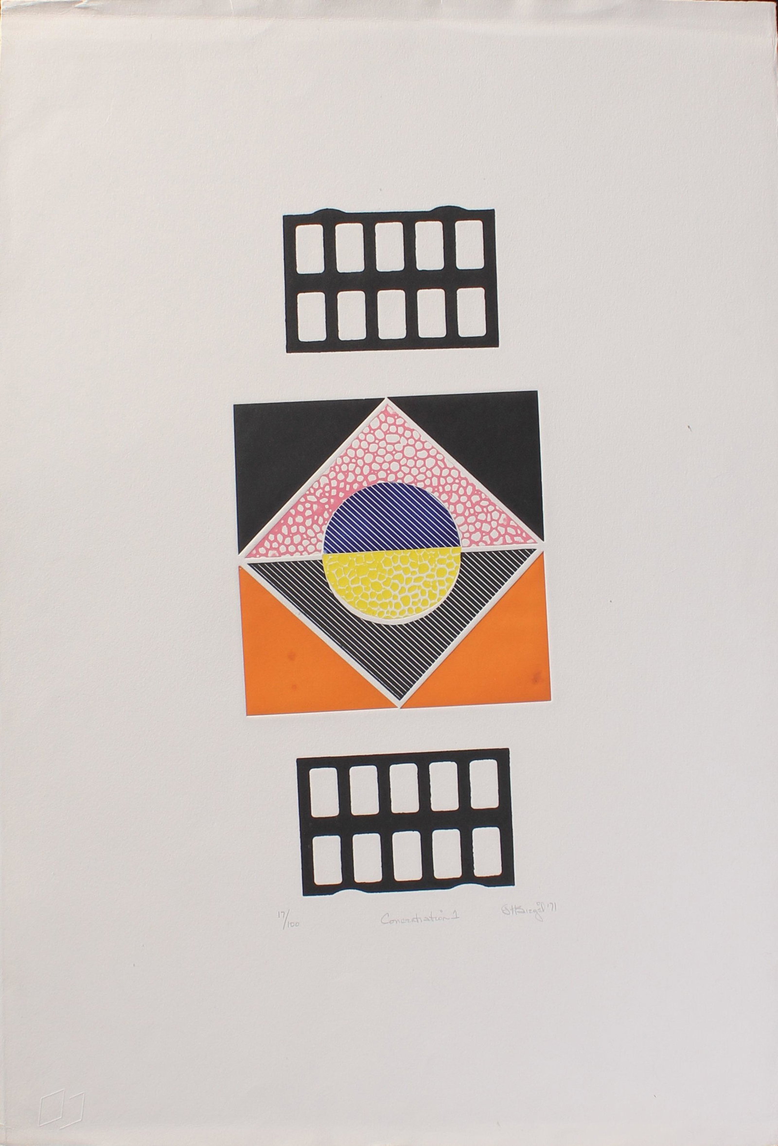 Vintage 1971 GH Siegel Op Art Print: GH Siegel 1971 Size: 30.5"H X 21"W