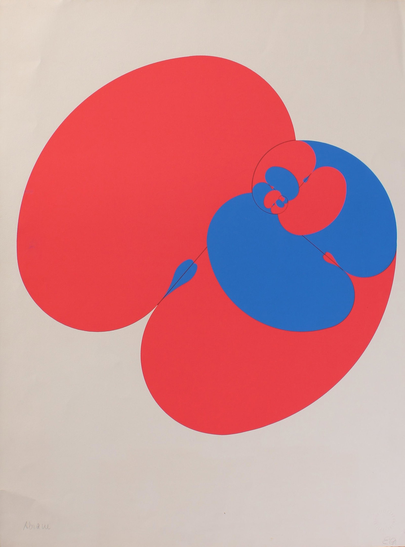 Vintage Op Art Print Signed Abram: Abram Size: 30"H X 25.25"W