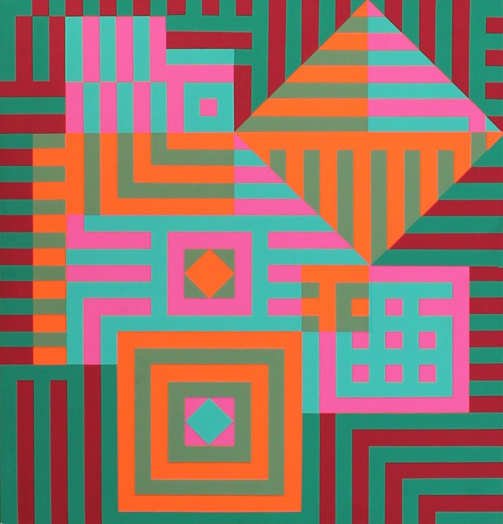 Vintage Op Art Print: Vintage Op Art Print. Size: 12.5"H X 11.75"W