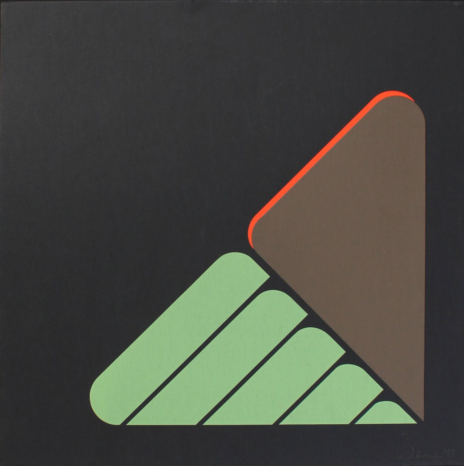 Vintage Op Art Print Signed Werner 71 (1 of 3)