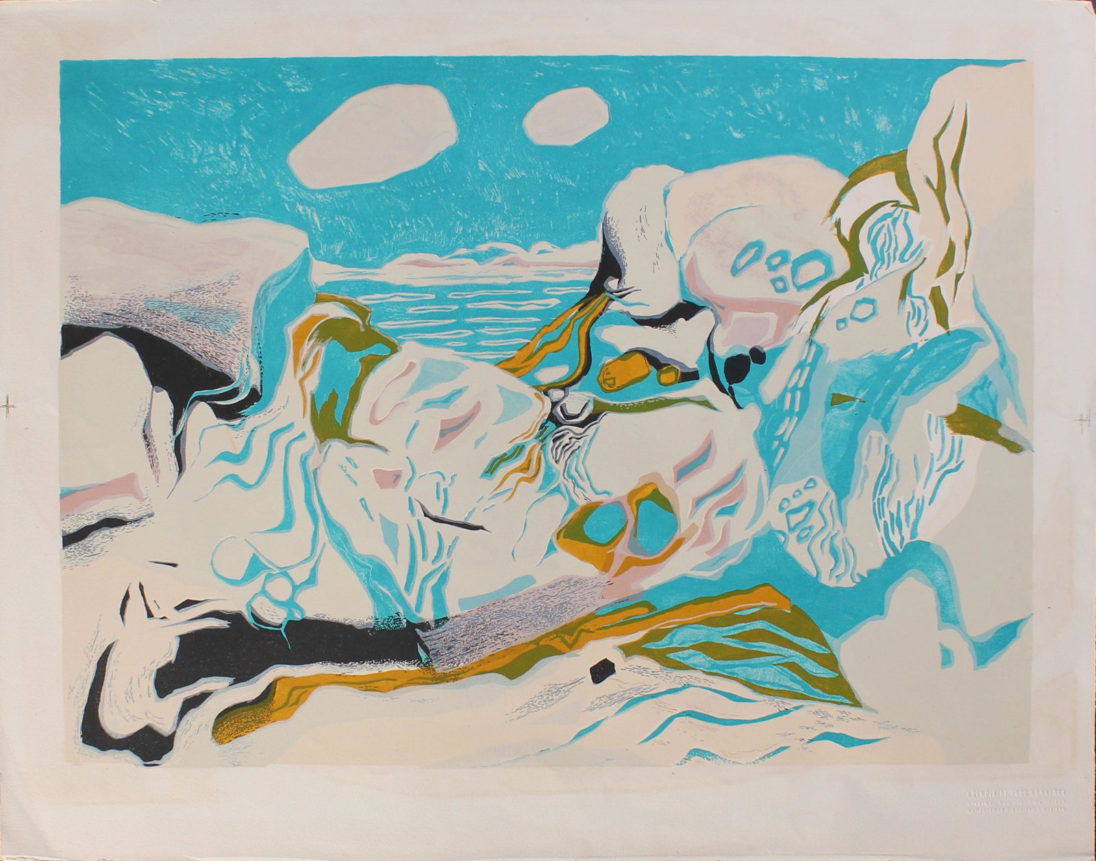 Vintage European Modernist Print: Vintage European Modernist Print. Size: 23.5"H X 30"W