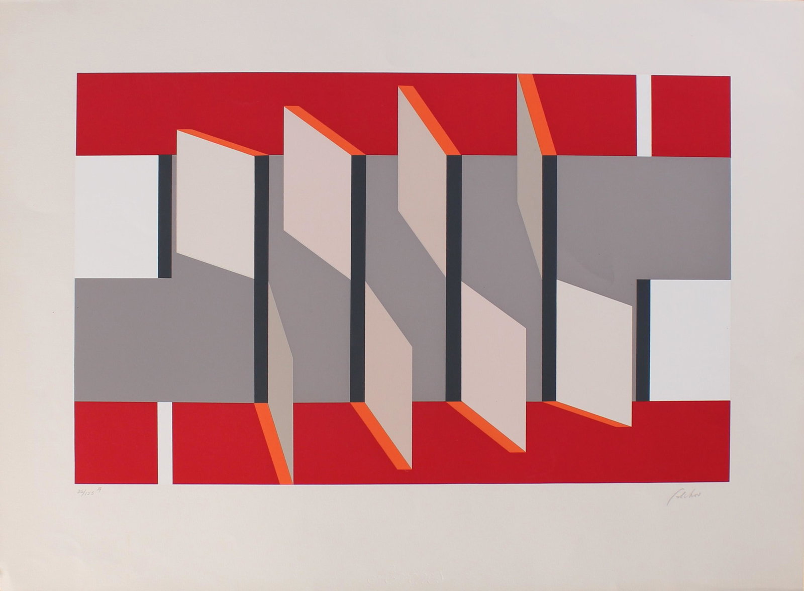 Vintage Bruce M. Selchov Op Art Print: Bruce M. Selchov. SHEET SIZE: 22"H X 29.75"W