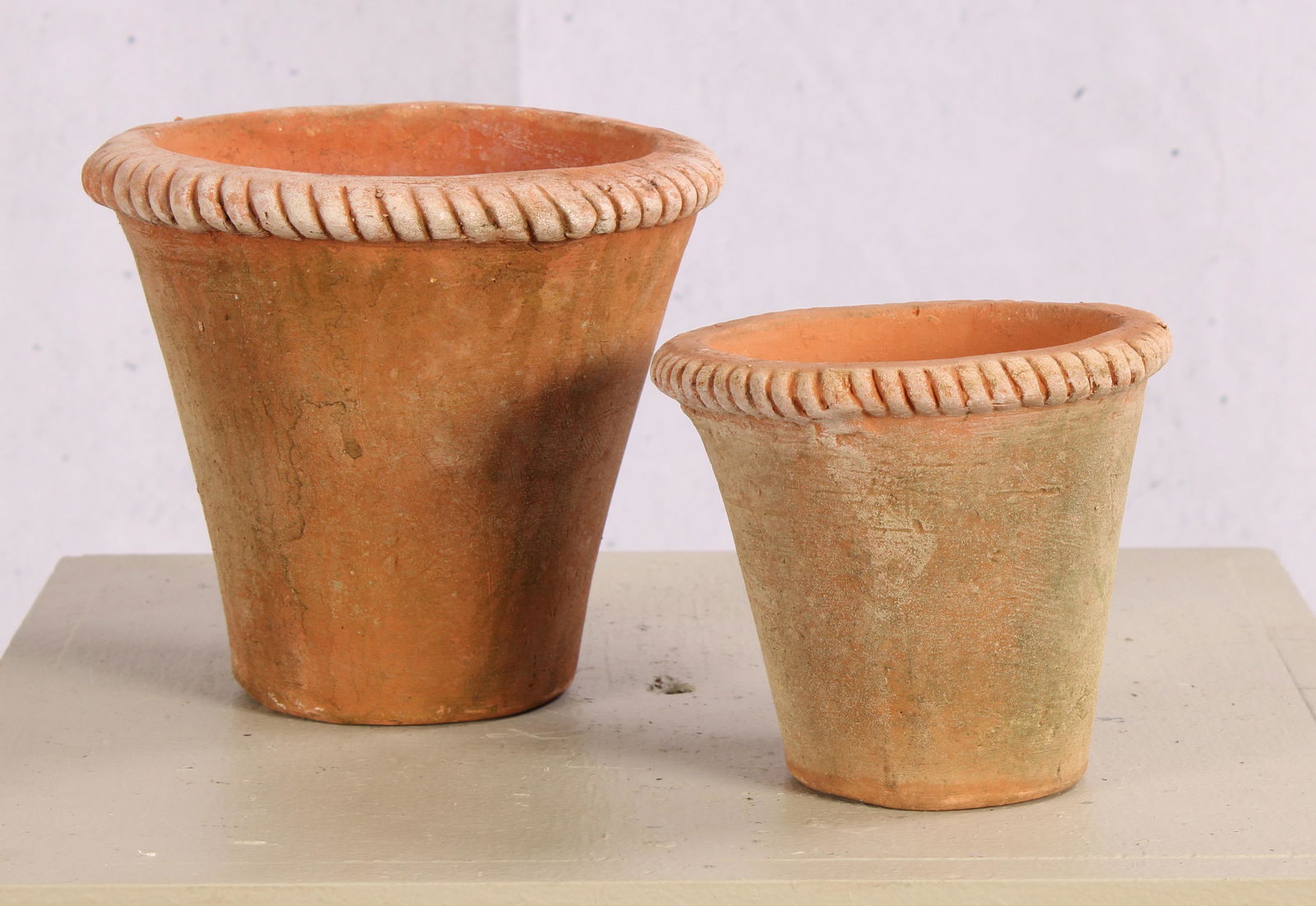 Duo of Gadrooned Edge Terracotta Pots (1 of 4)