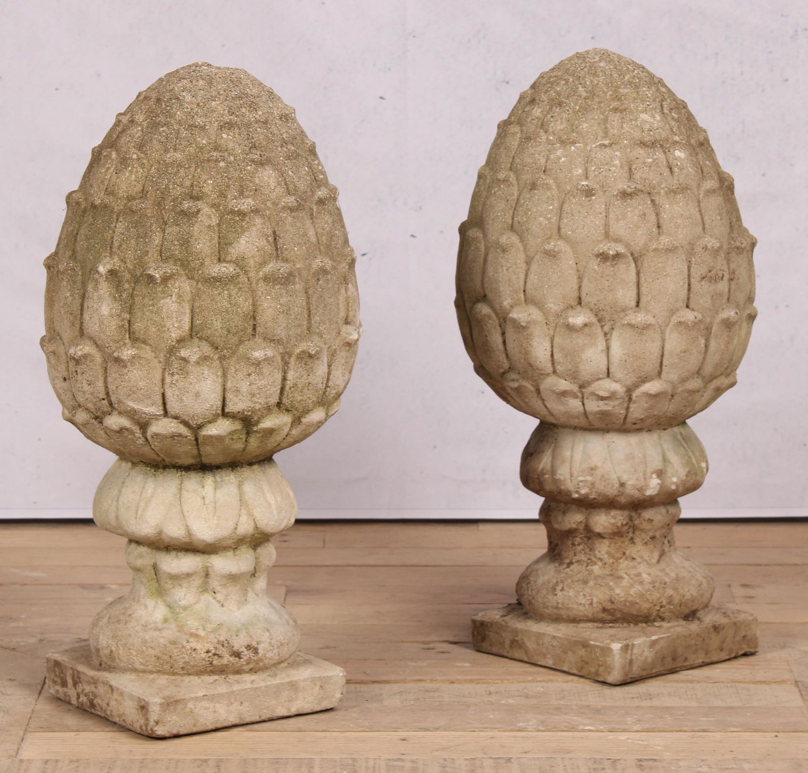 Pair Cast Stone Artichokes, Garden Finials (1 of 6)