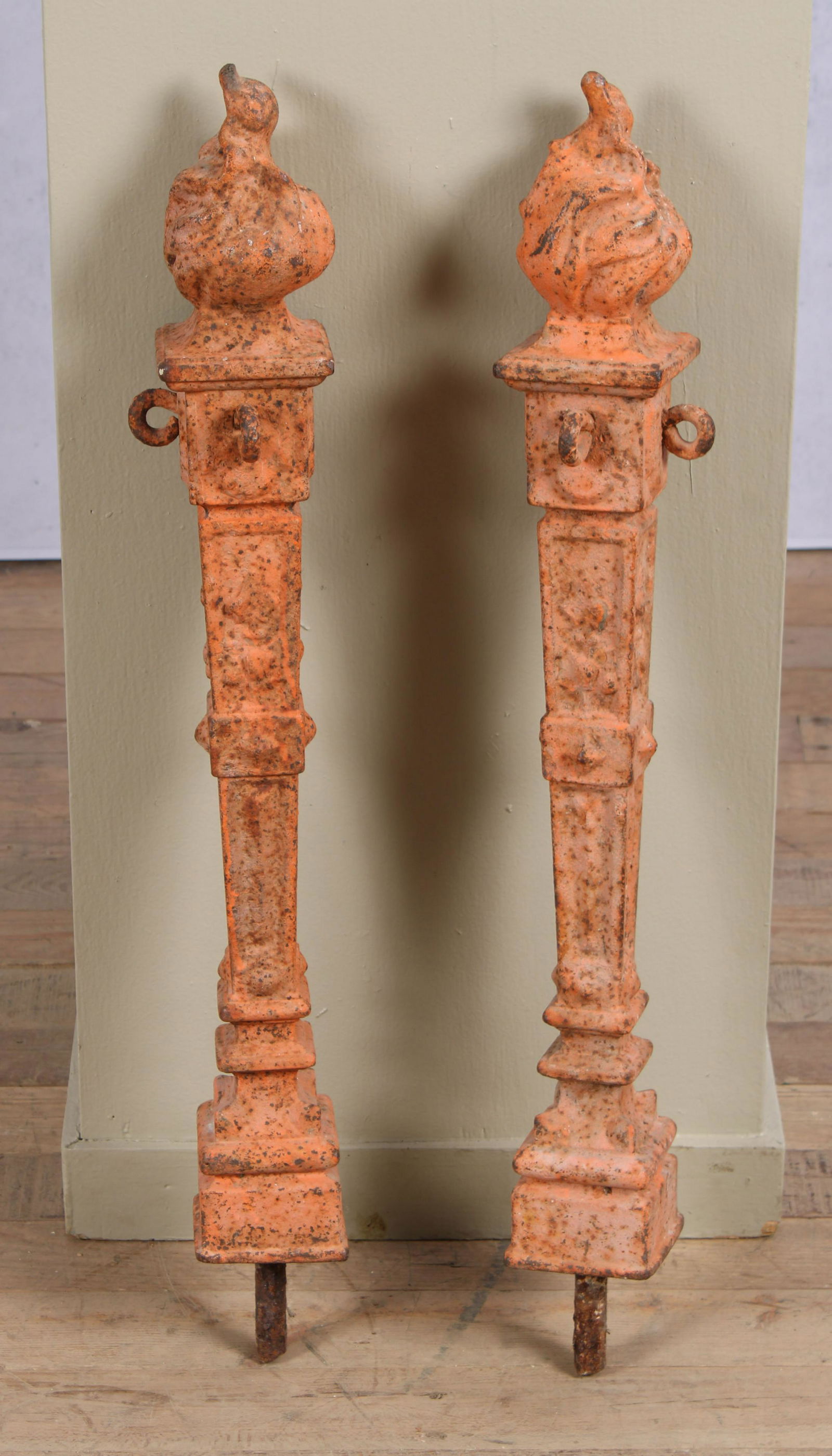Pair Antique Cast Iron Torch Bollards (1 of 5)