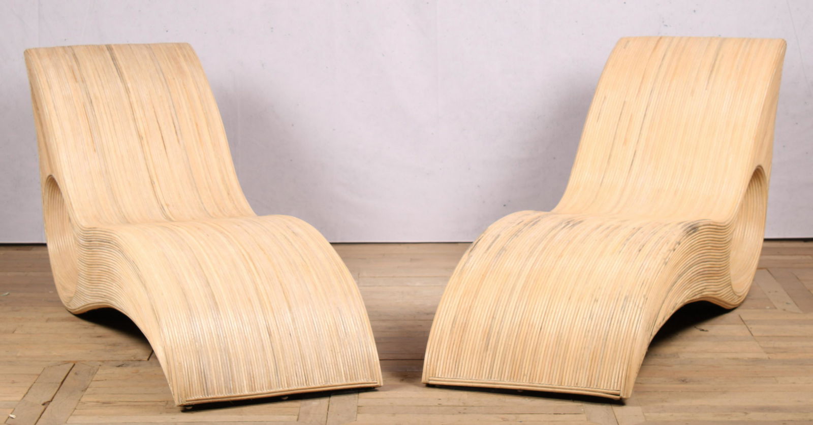 Pencil Reed Chaises Longue, Pair: Pencil Reed Chaise Longue, Pair. IMO Crespi. Size: 33"H x 76"W x 23"D