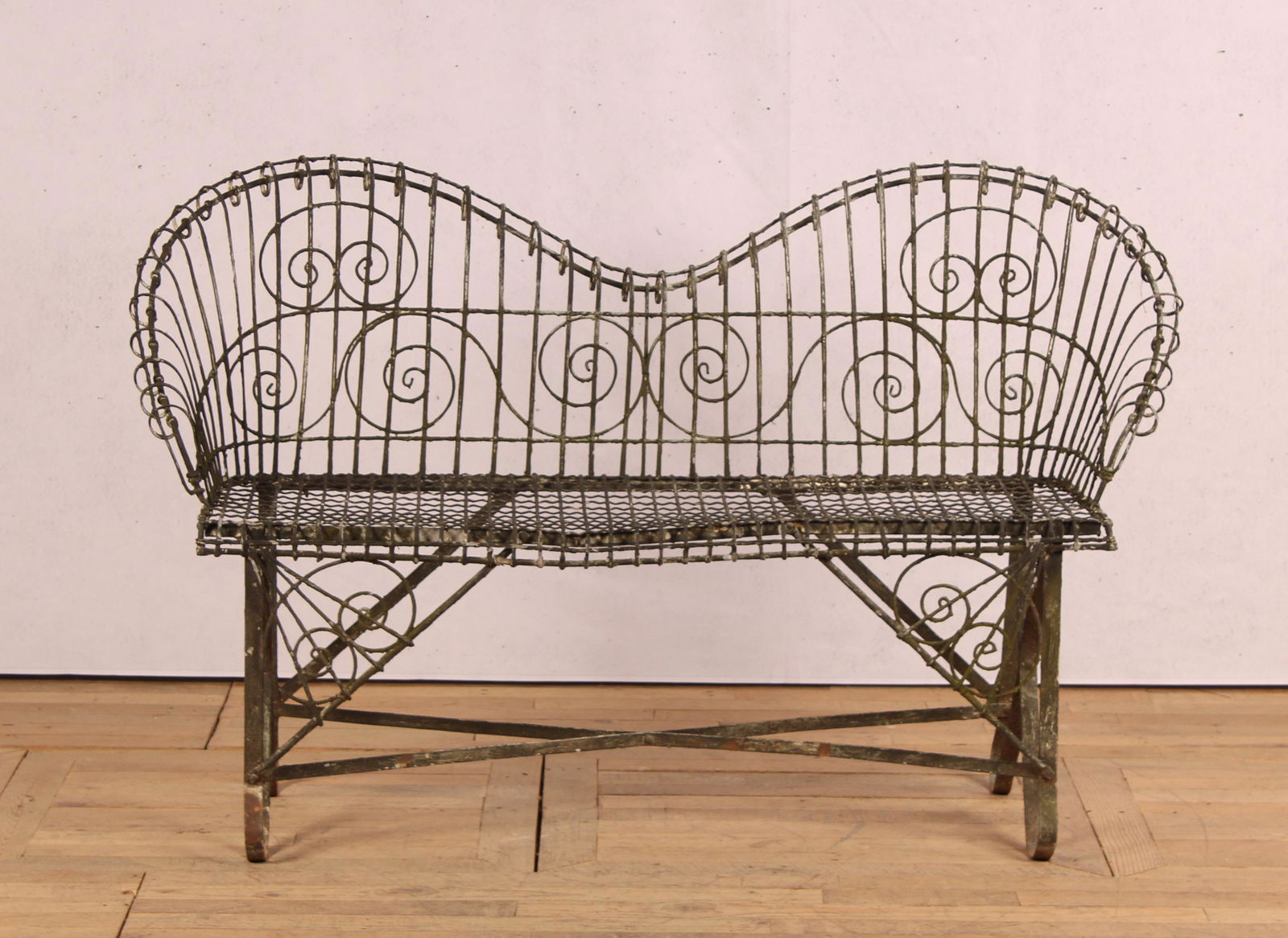 19th C French Wirework Garden Bench (1 of 7)