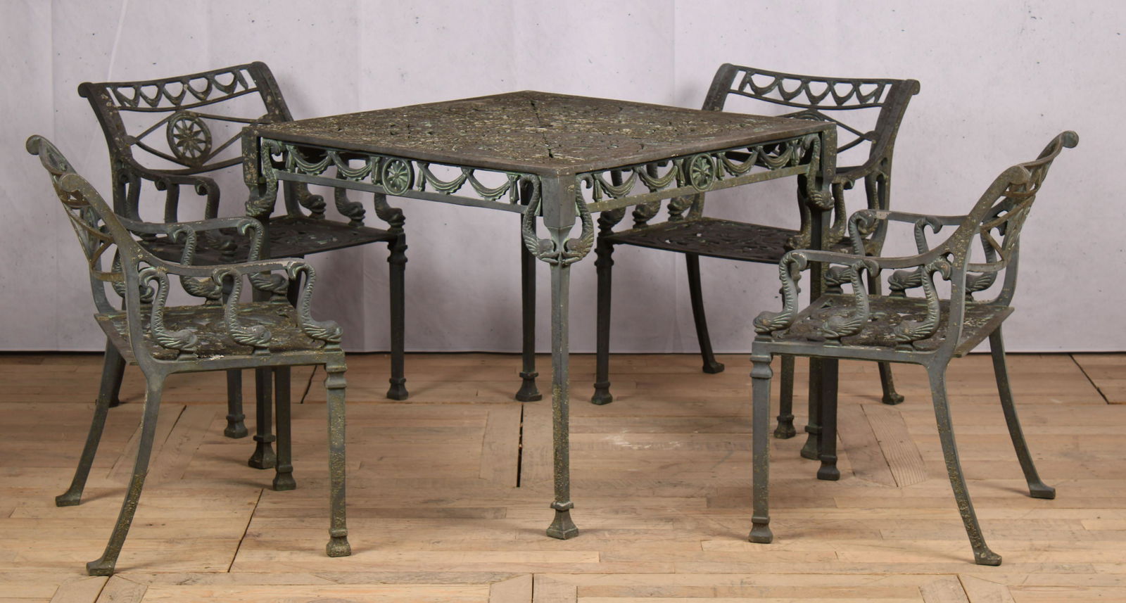 Lot of Neoclassical Armchairs and Table (1 of 14)