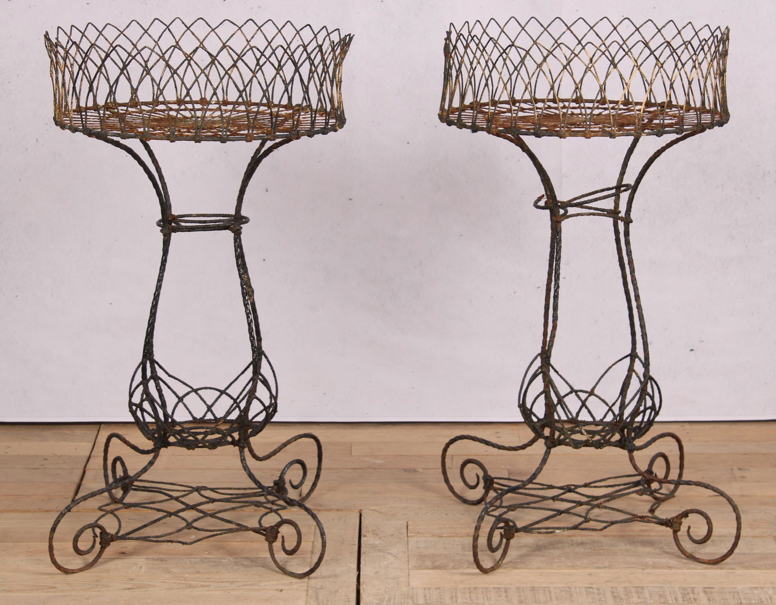 Pair Antique Wirework Fernery Stands (1 of 6)