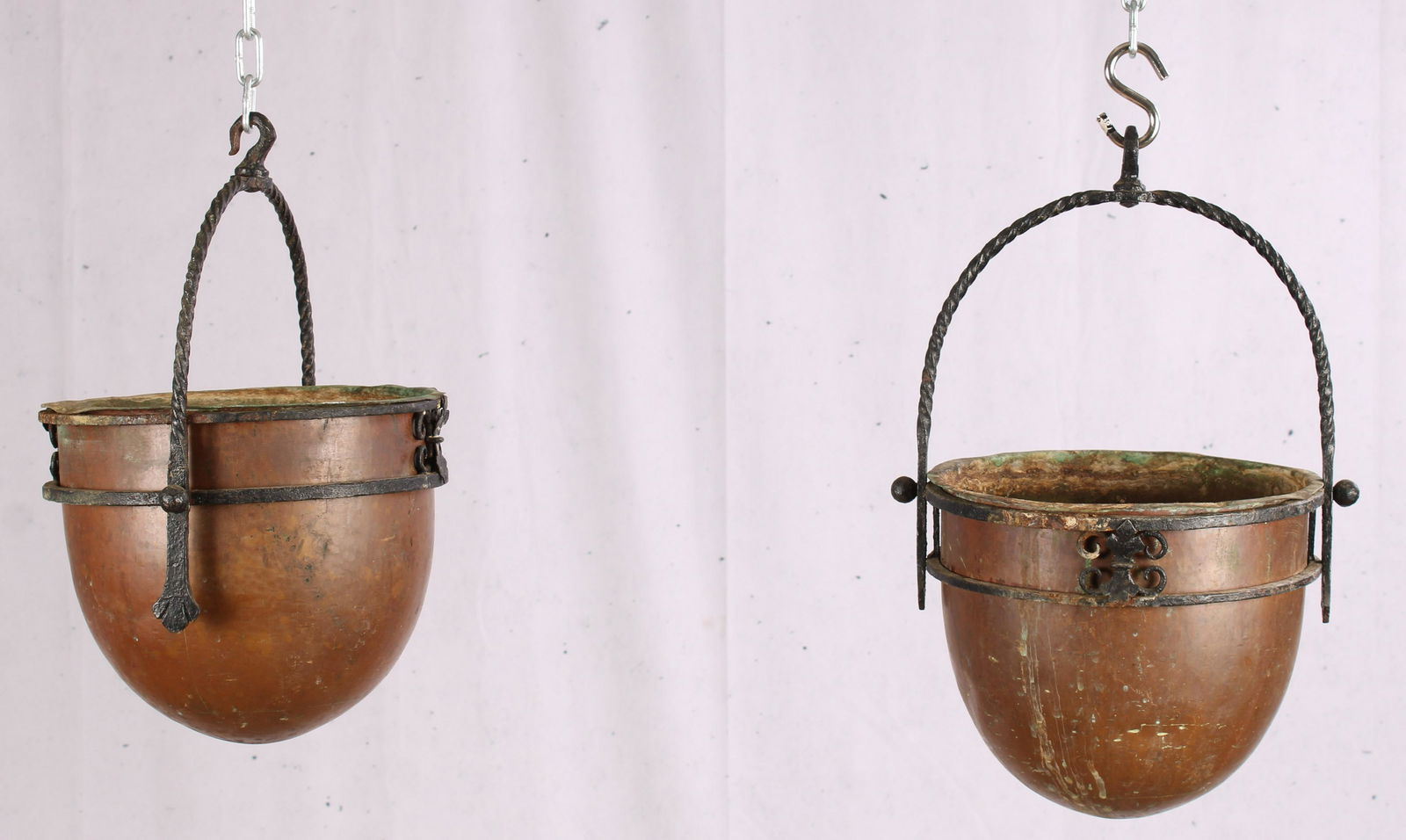 Pair Arts and Crafts Copper and Iron Planters (1 of 8)