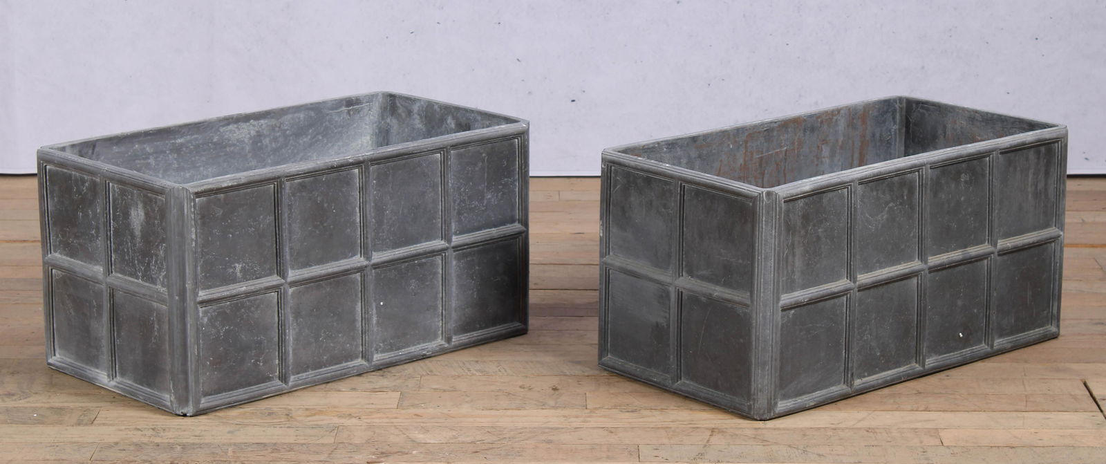 Elegant Pair English Lead Box Planters (1 of 5)