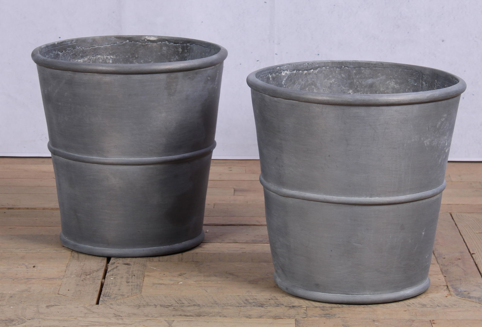 Pair Beaker Form English Lead Terrace Planters (1 of 6)