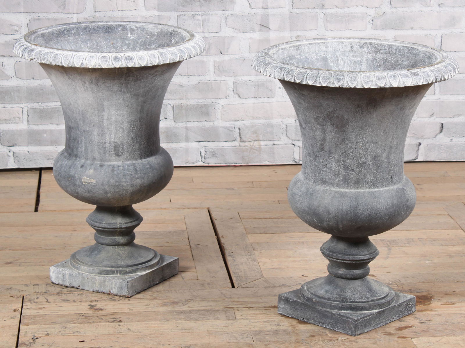Pair Classic Lead Campana Urns (1 of 5)