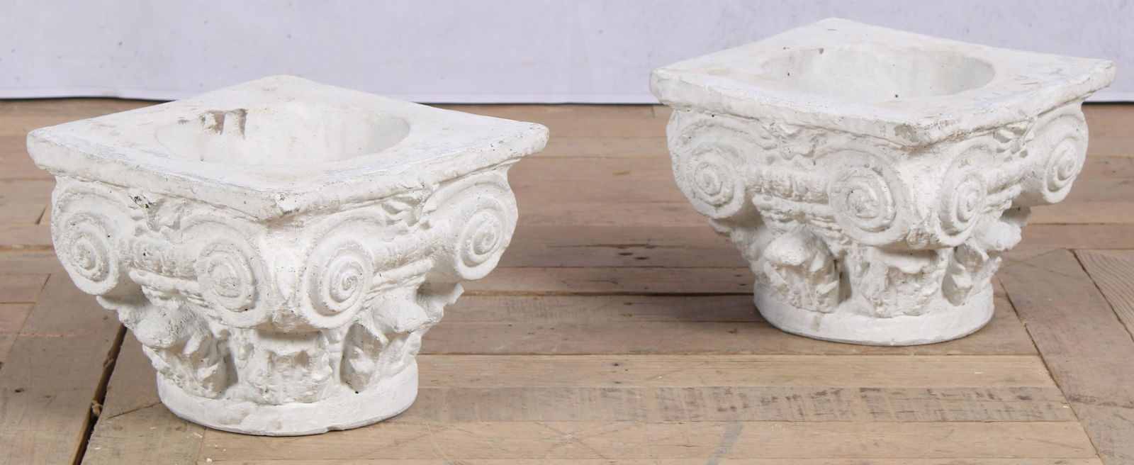 Pair Cast Stone Corinthian Style Planters (1 of 6)