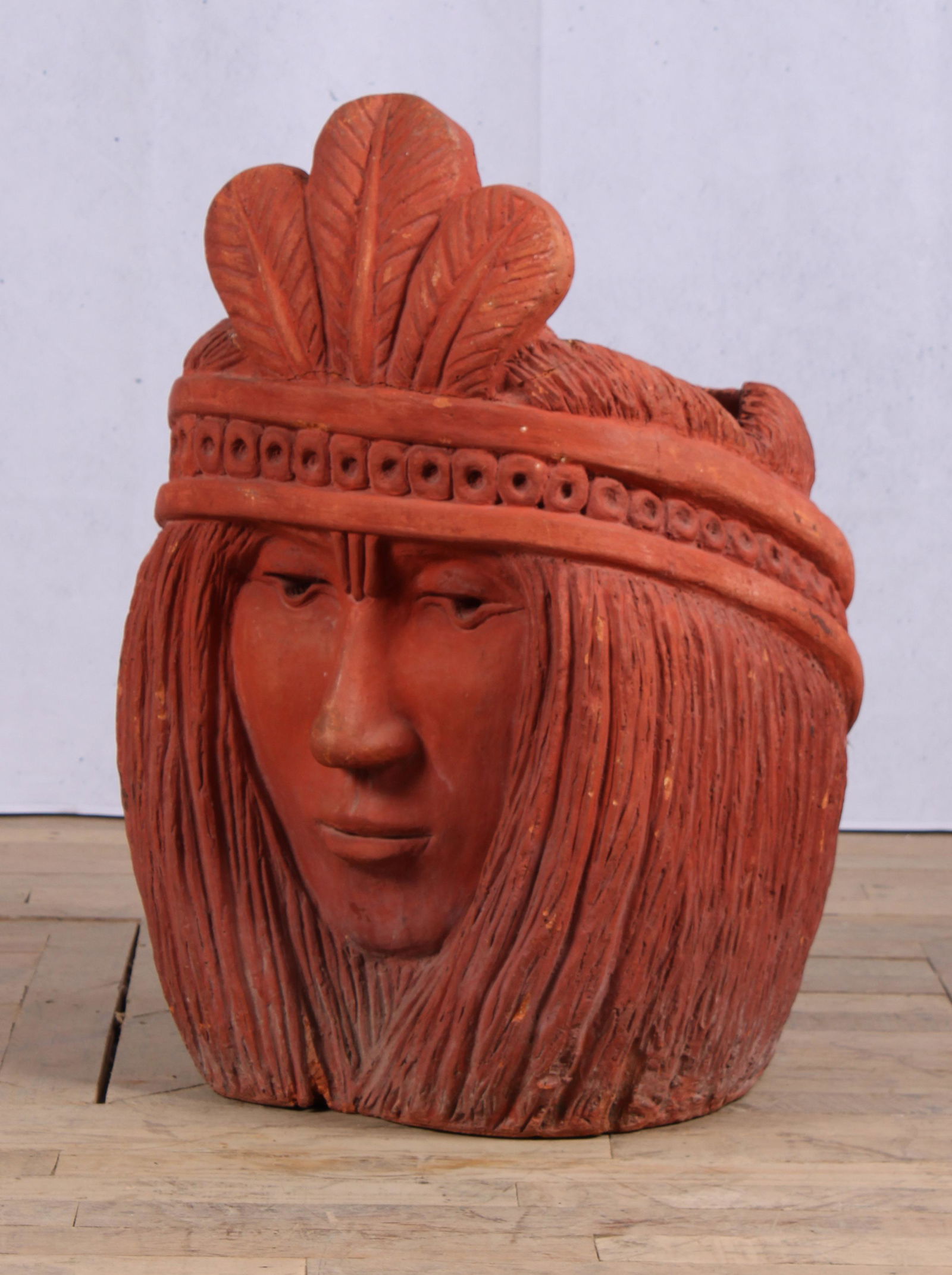 Figural Indian Maiden Planter, Terracotta (1 of 7)