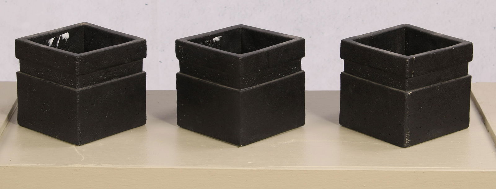 3 Modernist Square Glazed Earthenware Planters (1 of 4)
