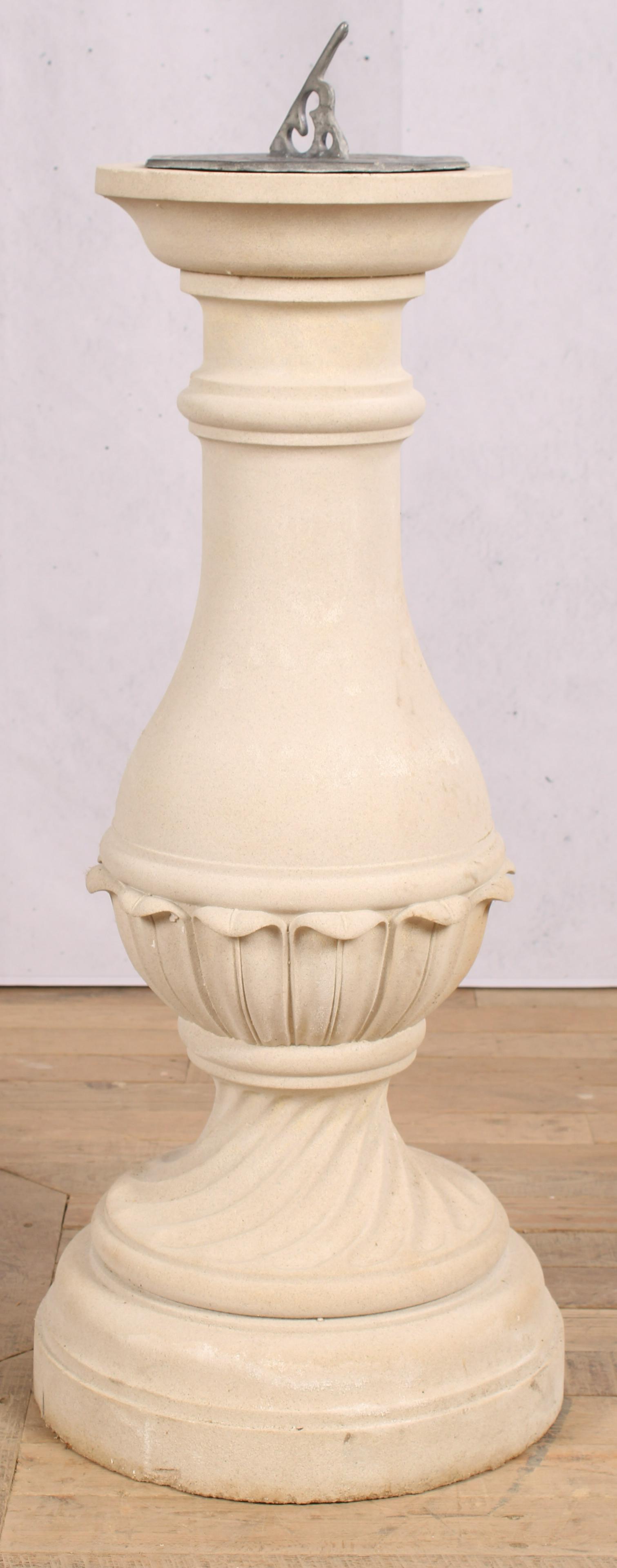 Sundial, Lead Gnomon Dial on Cast Stone Base (1 of 7)